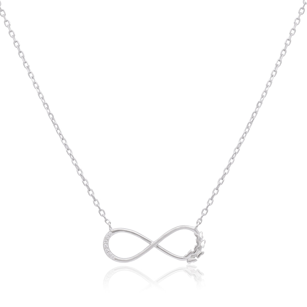 925 Sterling Silver Infinity Necklace with Cubic Zirconia Accents