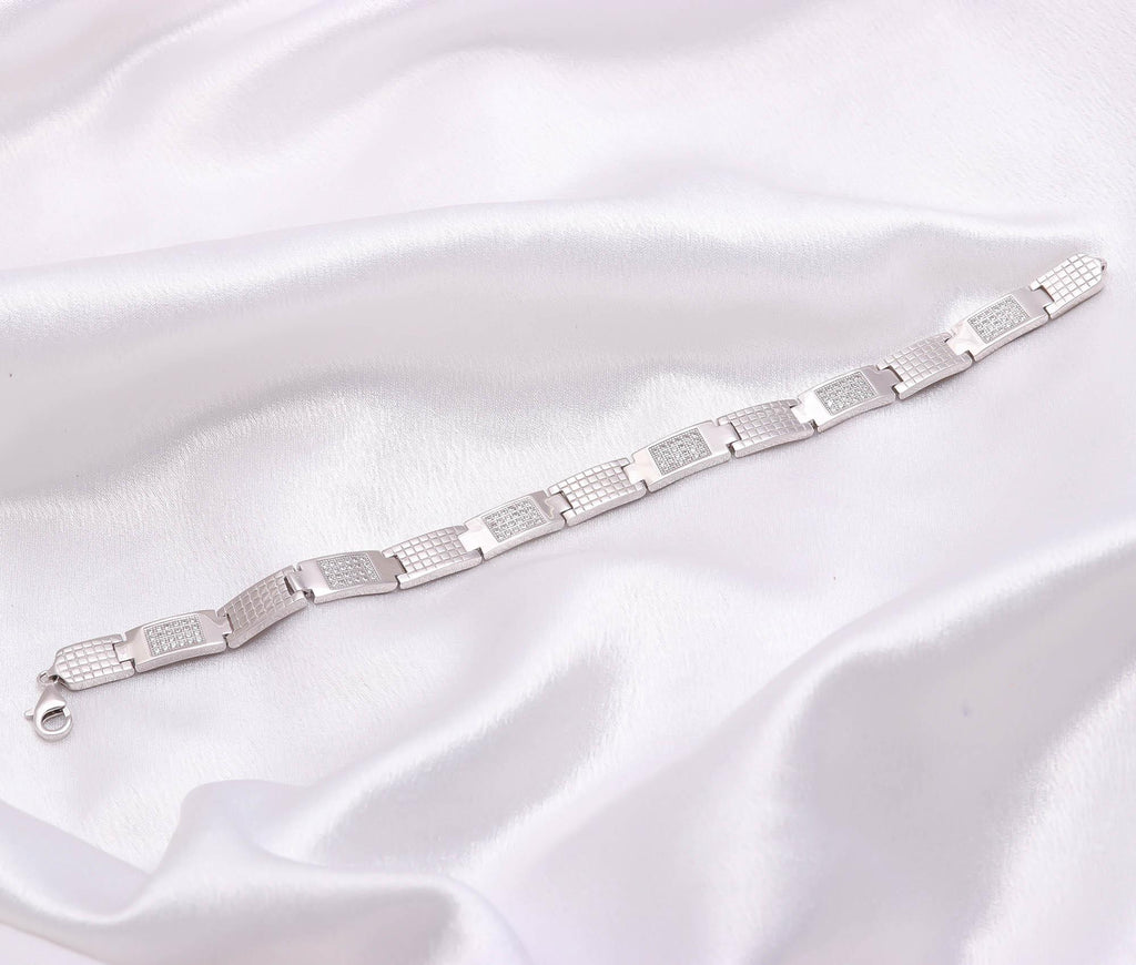 925 Sterling Silver Round Brilliant CZ Stone Bracelet Rhodium-Plated Jewellery