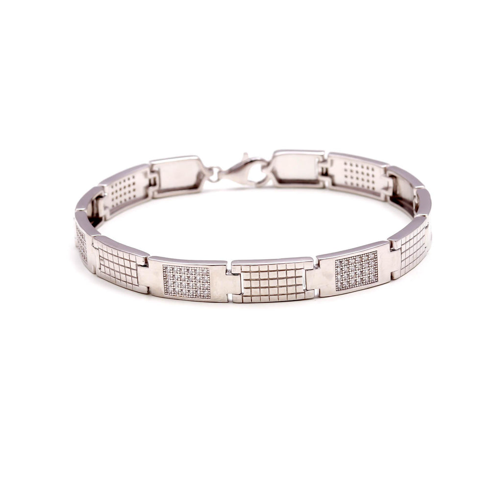 925 Sterling Silver Round Brilliant CZ Stone Bracelet Rhodium-Plated Jewellery