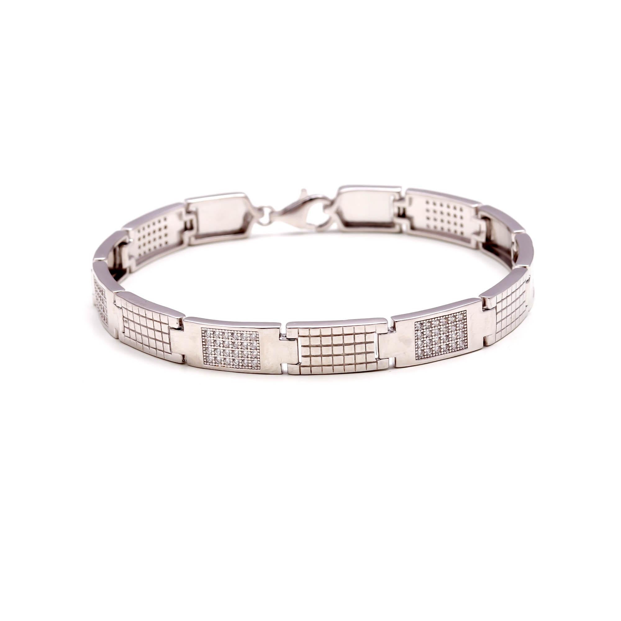 925 Sterling Silver Round Brilliant CZ Stone Bracelet Rhodium-Plated Jewellery