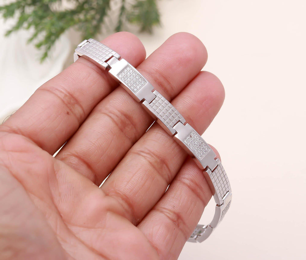 925 Sterling Silver Round Brilliant CZ Stone Bracelet Rhodium-Plated Jewellery
