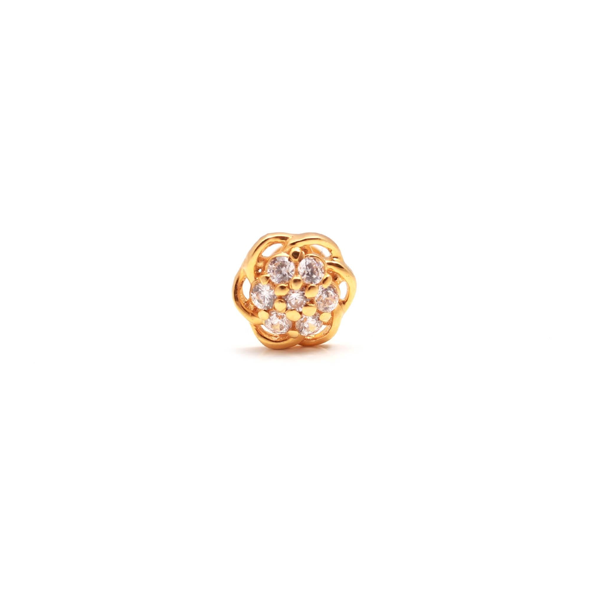 Premium Hallmarked 18KT Gold Nose Ring Round Brilliant CZ Diamond Look Nose Stud