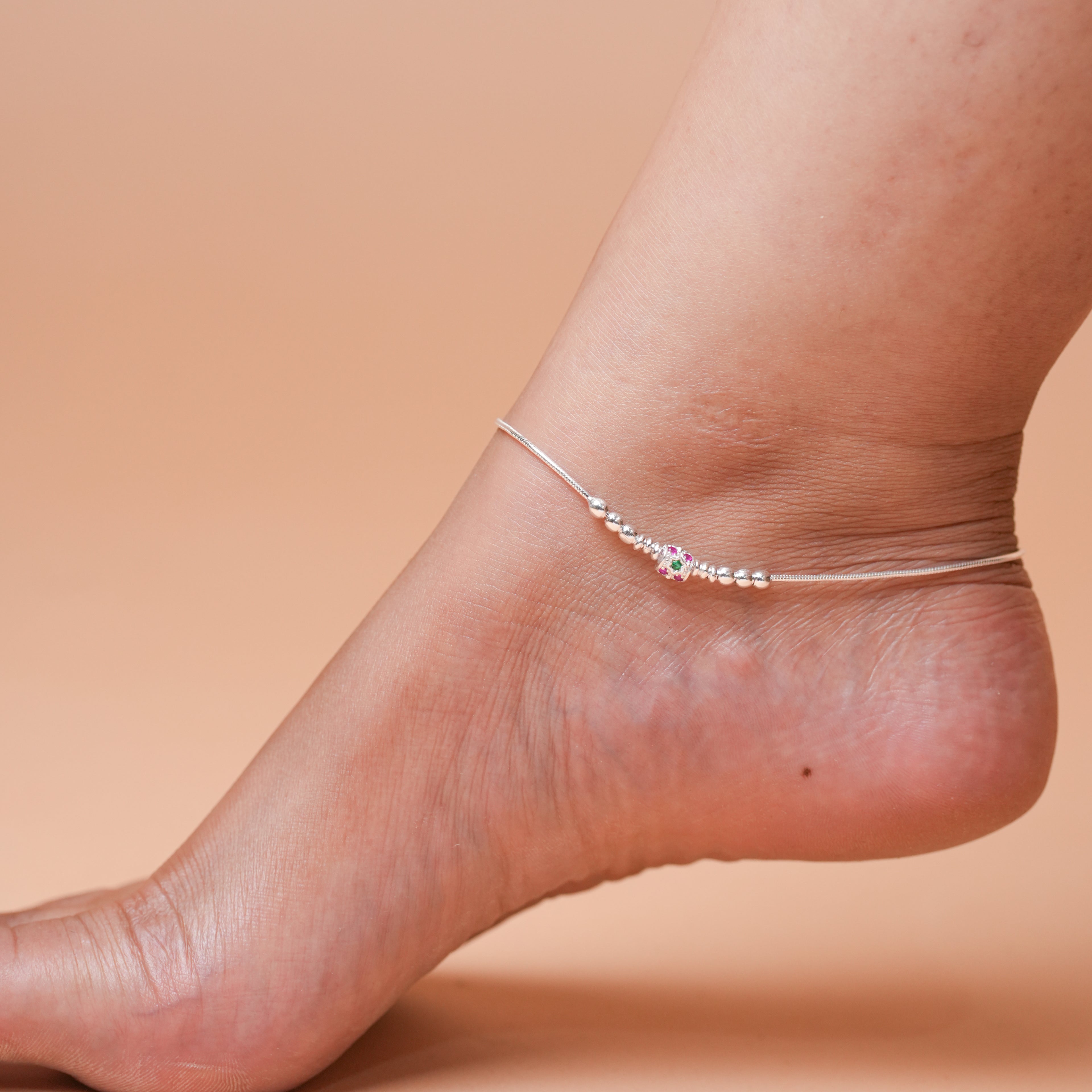 925 Sterling Silver Anklet Pair | Charm Minimal Dainty Anklet | Minimal Chain Statement Anklet