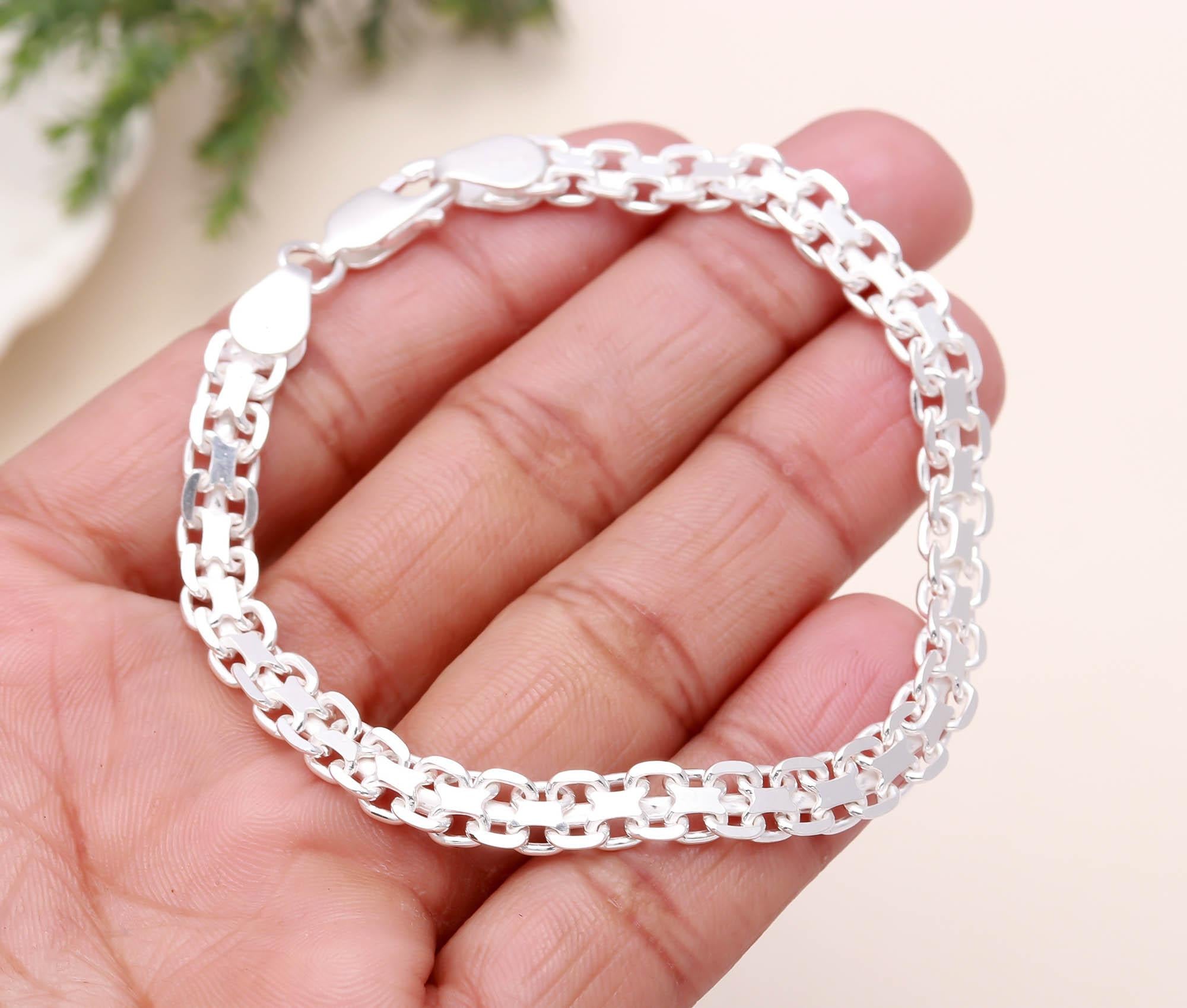 Link Bracelet 925 Sterling Silver Men Jewellery Gift for Husband