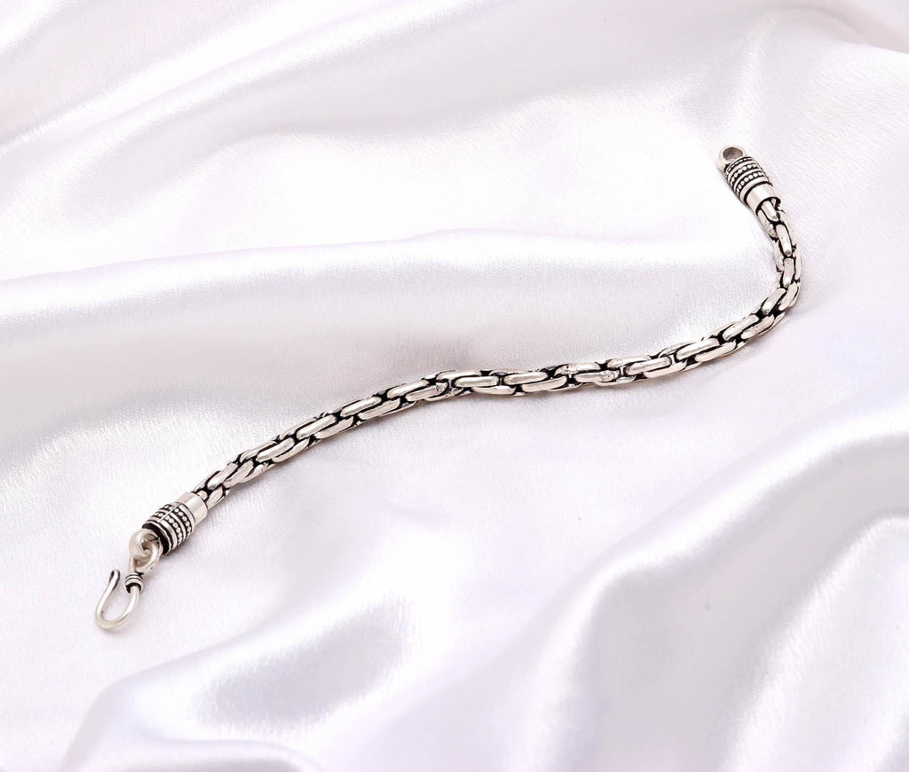 Men 925 Silver Oxidized Bracelet - Link Bracelet Gift for Him