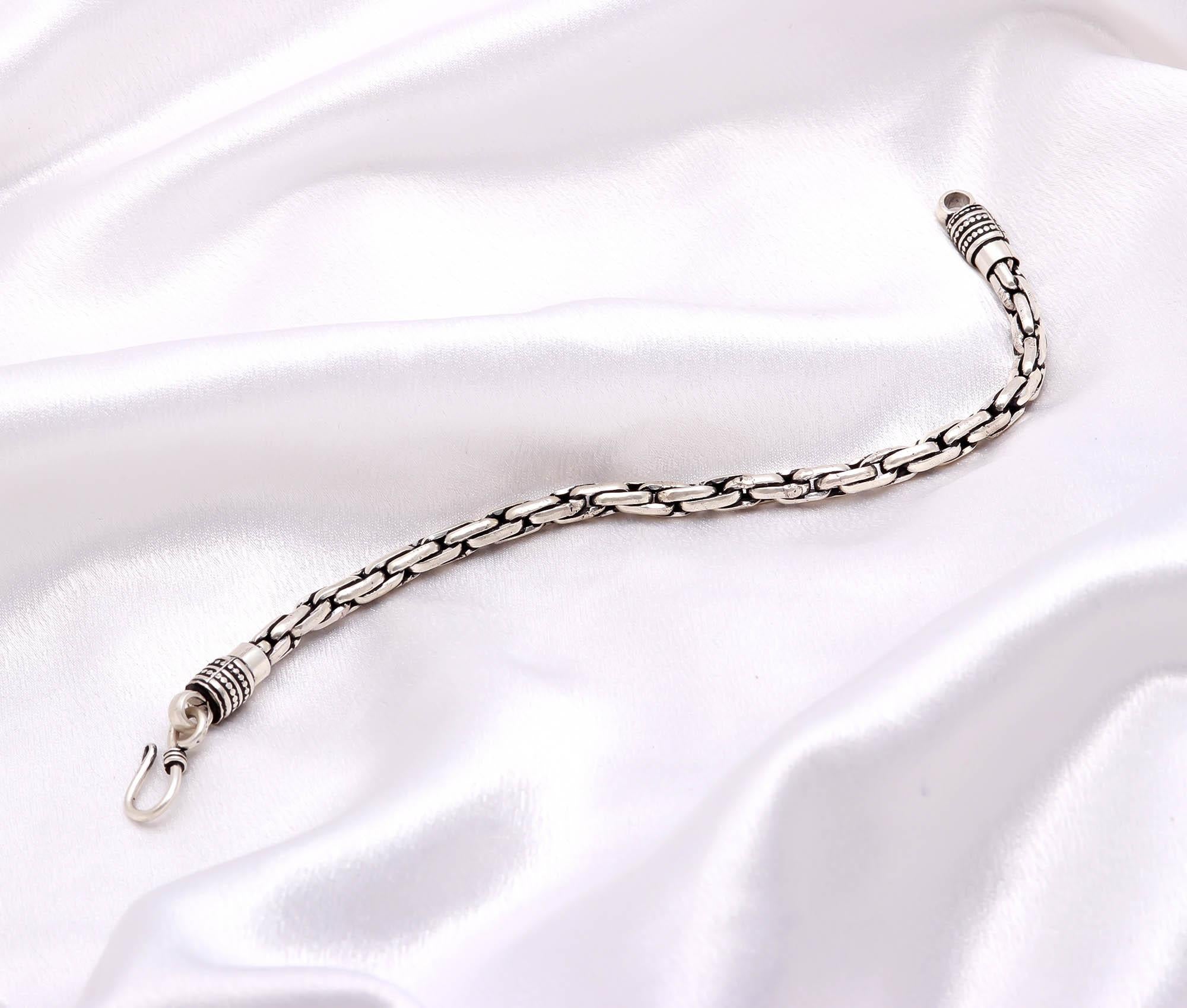 Men 925 Silver Oxidized Bracelet - Link Bracelet Gift for Him