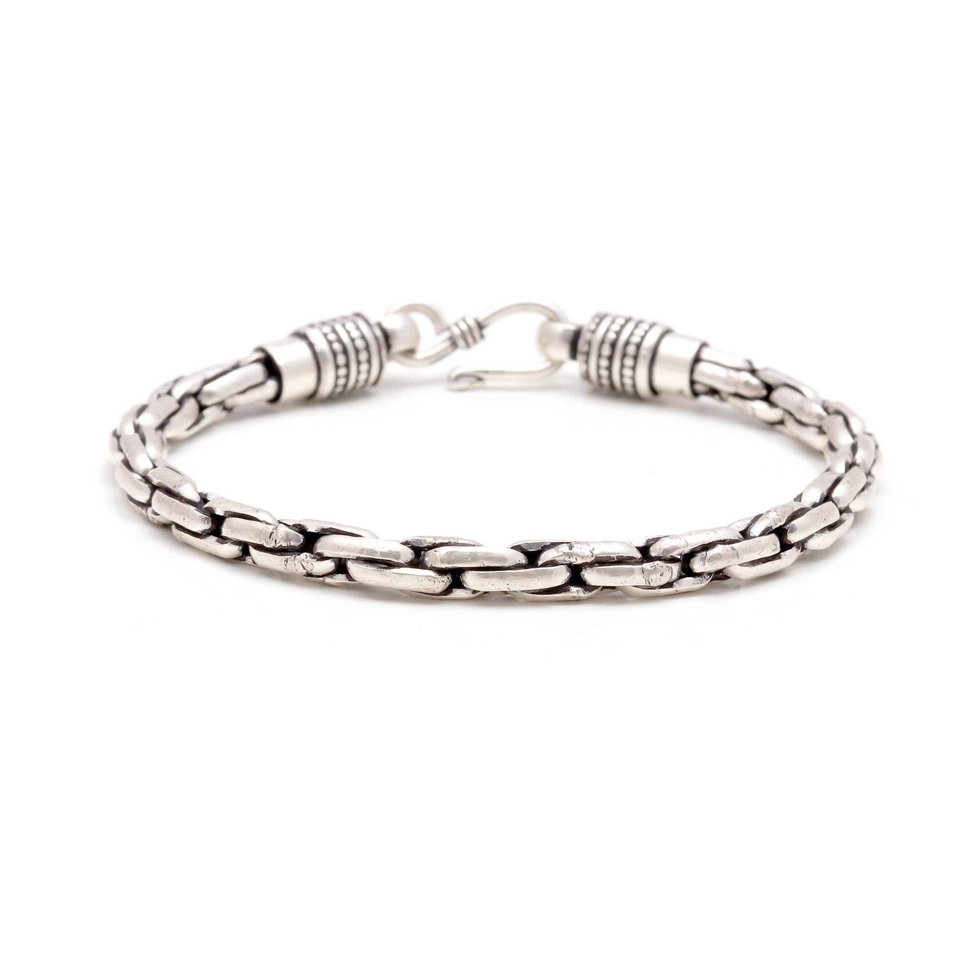 Men 925 Silver Oxidized Bracelet - Link Bracelet Gift for Him
