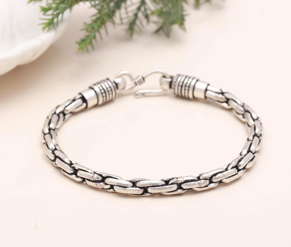 Men 925 Silver Oxidized Bracelet - Link Bracelet Gift for Him