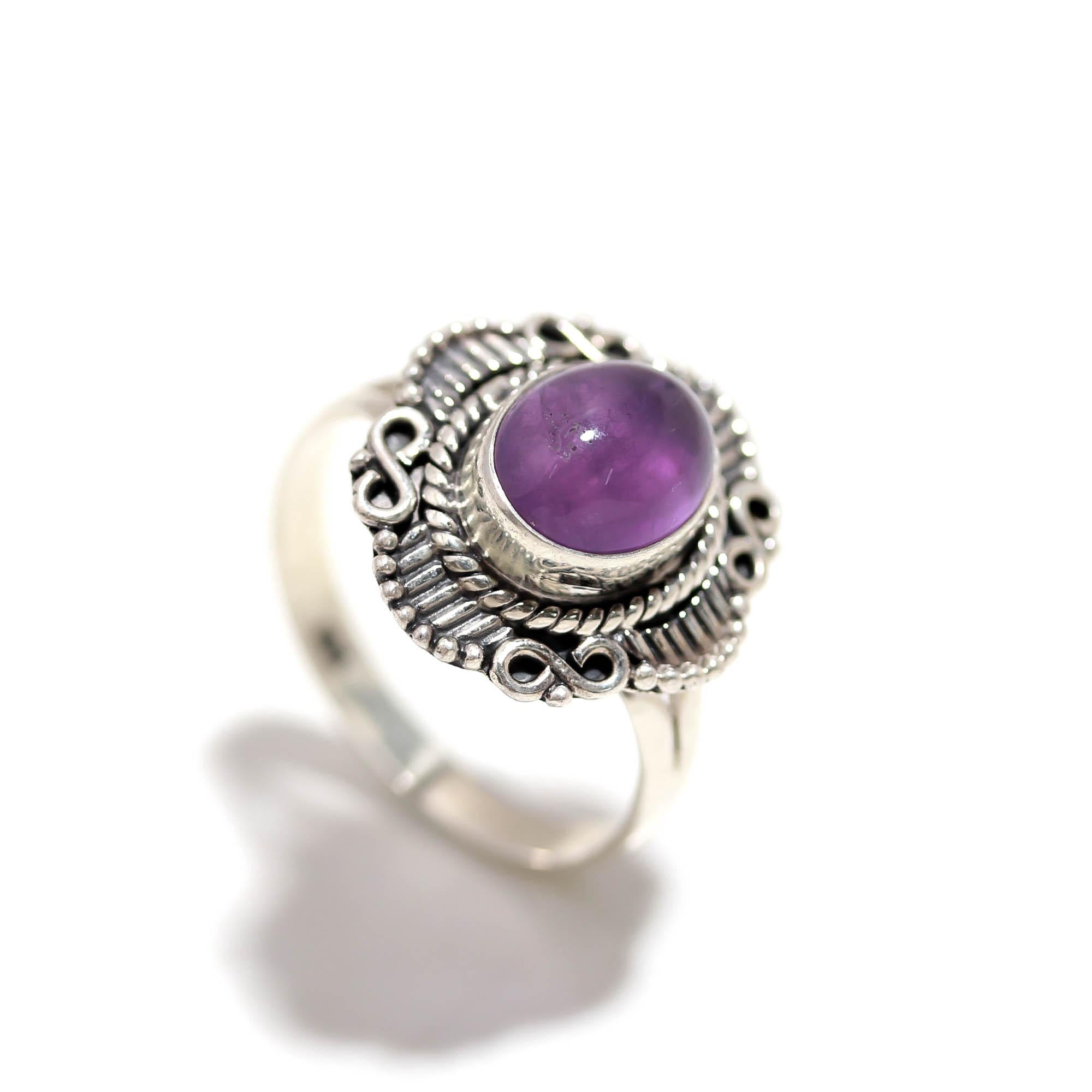 925 Sterling Silver Amethyst Ring – Oval Brilliant Gemstone Everyday Wear