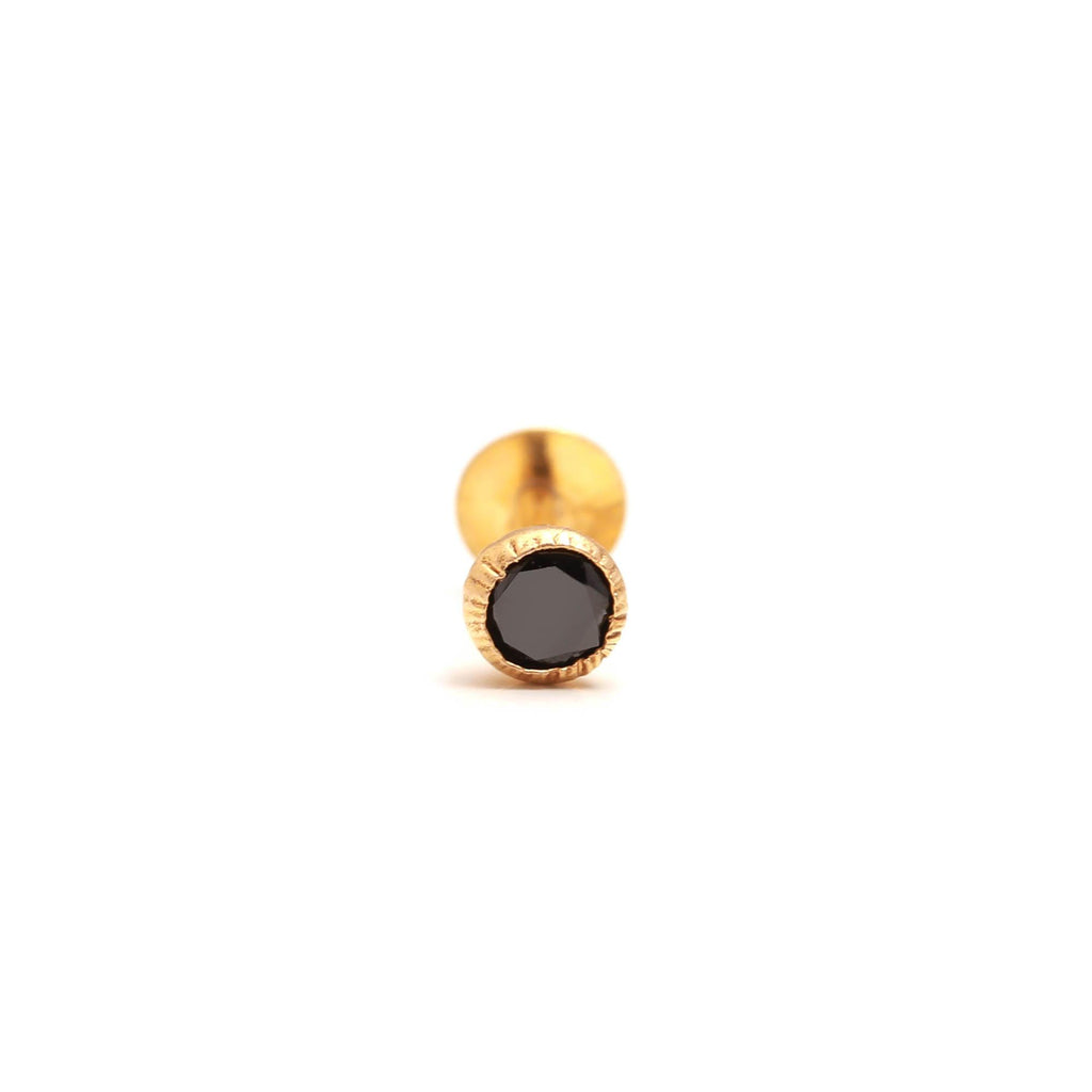 Premium 18K Gold Nose Stud Round Brilliant CZ Diamond Look Elegant Nose Ring