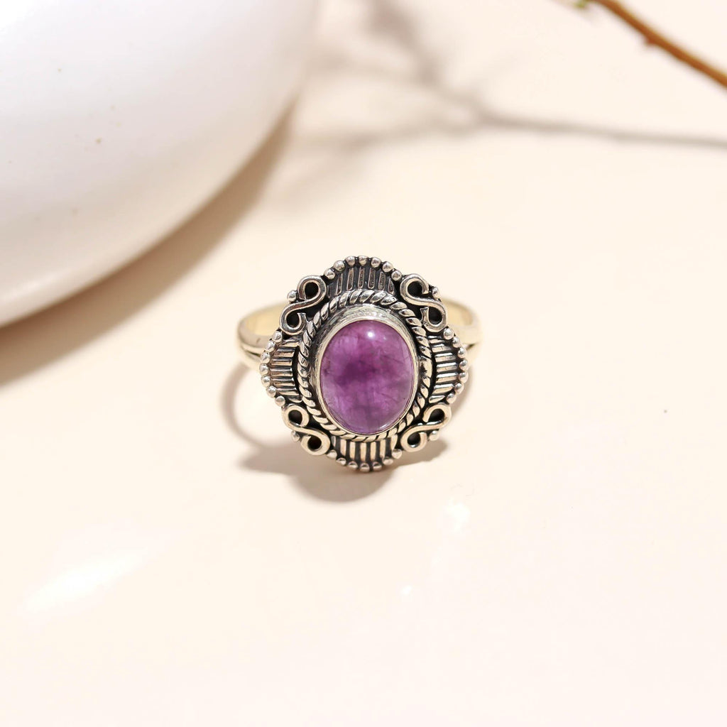 925 Sterling Silver Amethyst Ring – Oval Brilliant Gemstone Everyday Wear