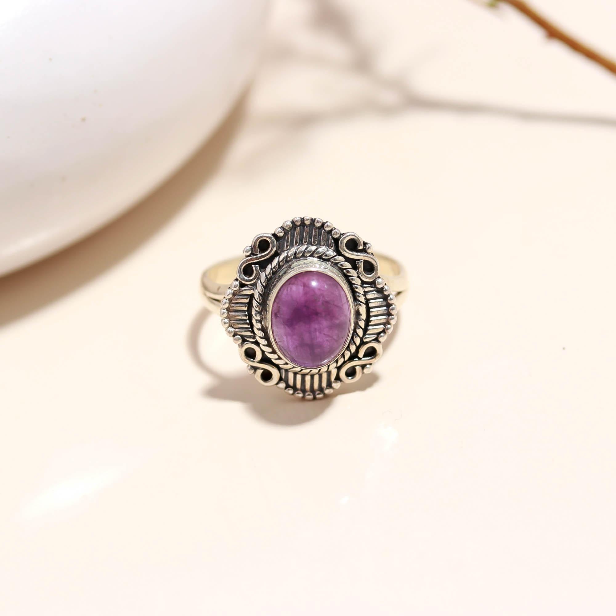 925 Sterling Silver Amethyst Ring – Oval Brilliant Gemstone Everyday Wear