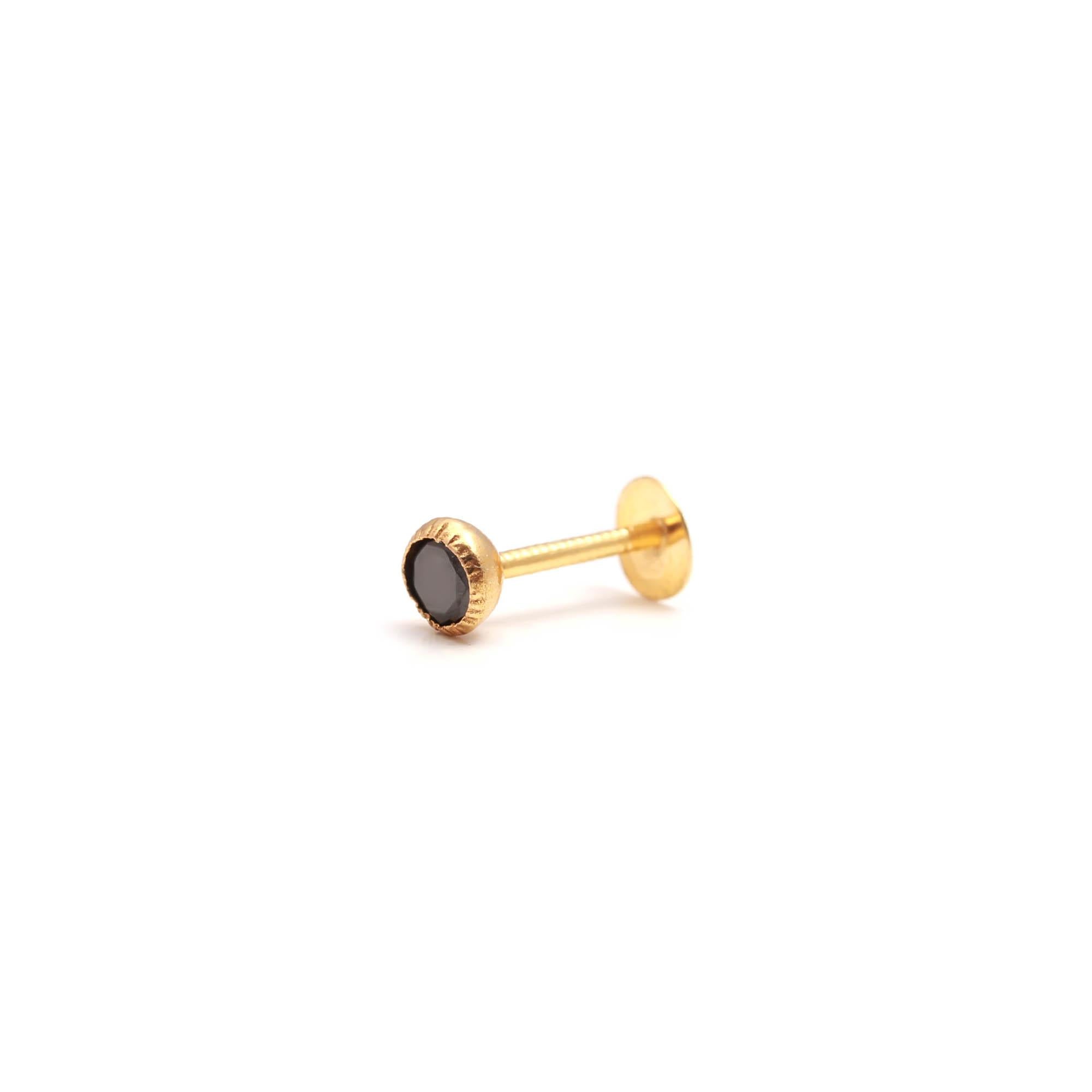 Premium 18K Gold Nose Stud Round Brilliant CZ Diamond Look Elegant Nose Ring