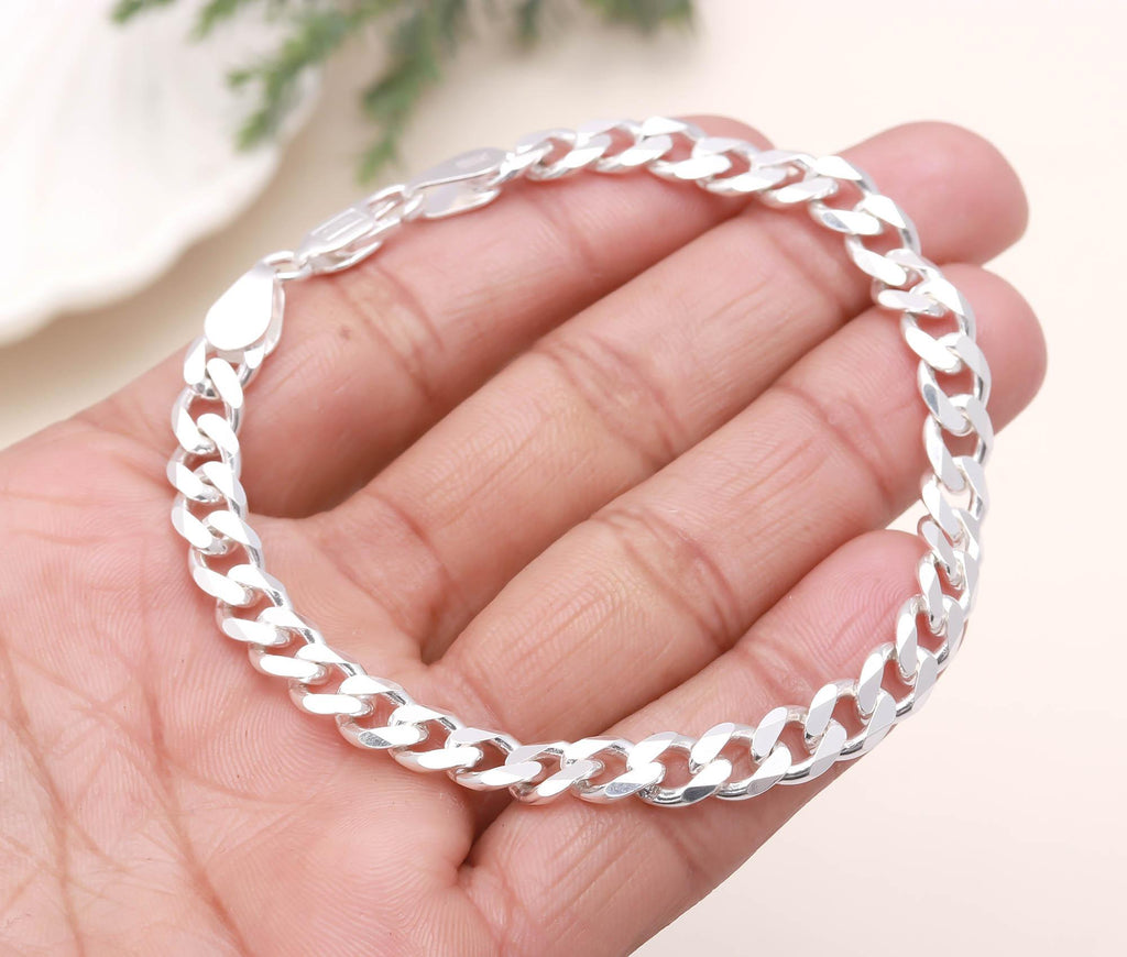Men’s Sterling Silver Link Bracelet – Stylish Gift for Husband