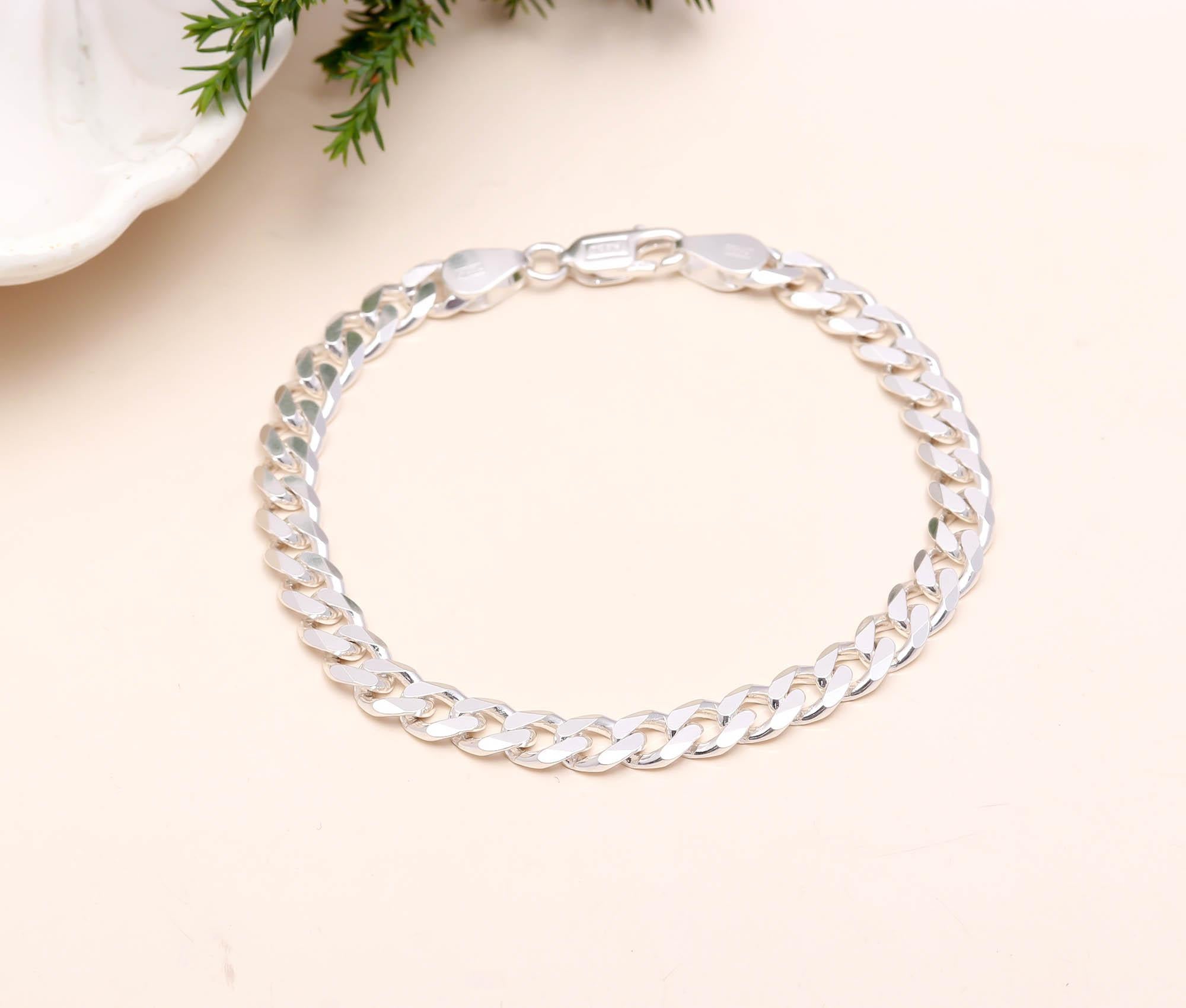 Men’s Sterling Silver Link Bracelet – Stylish Gift for Husband