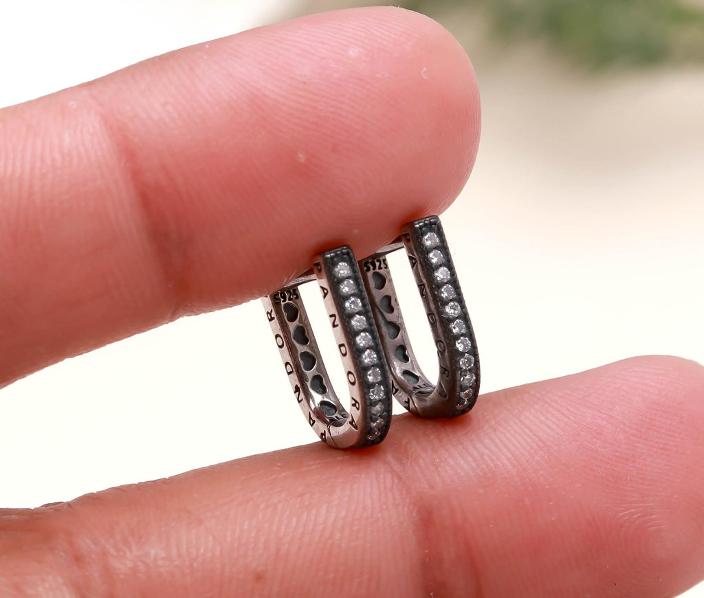 925 Sterling Silver Round Brilliant Cubic Zirconia Earrings – Rhodium Plated Statement Minimal Studs