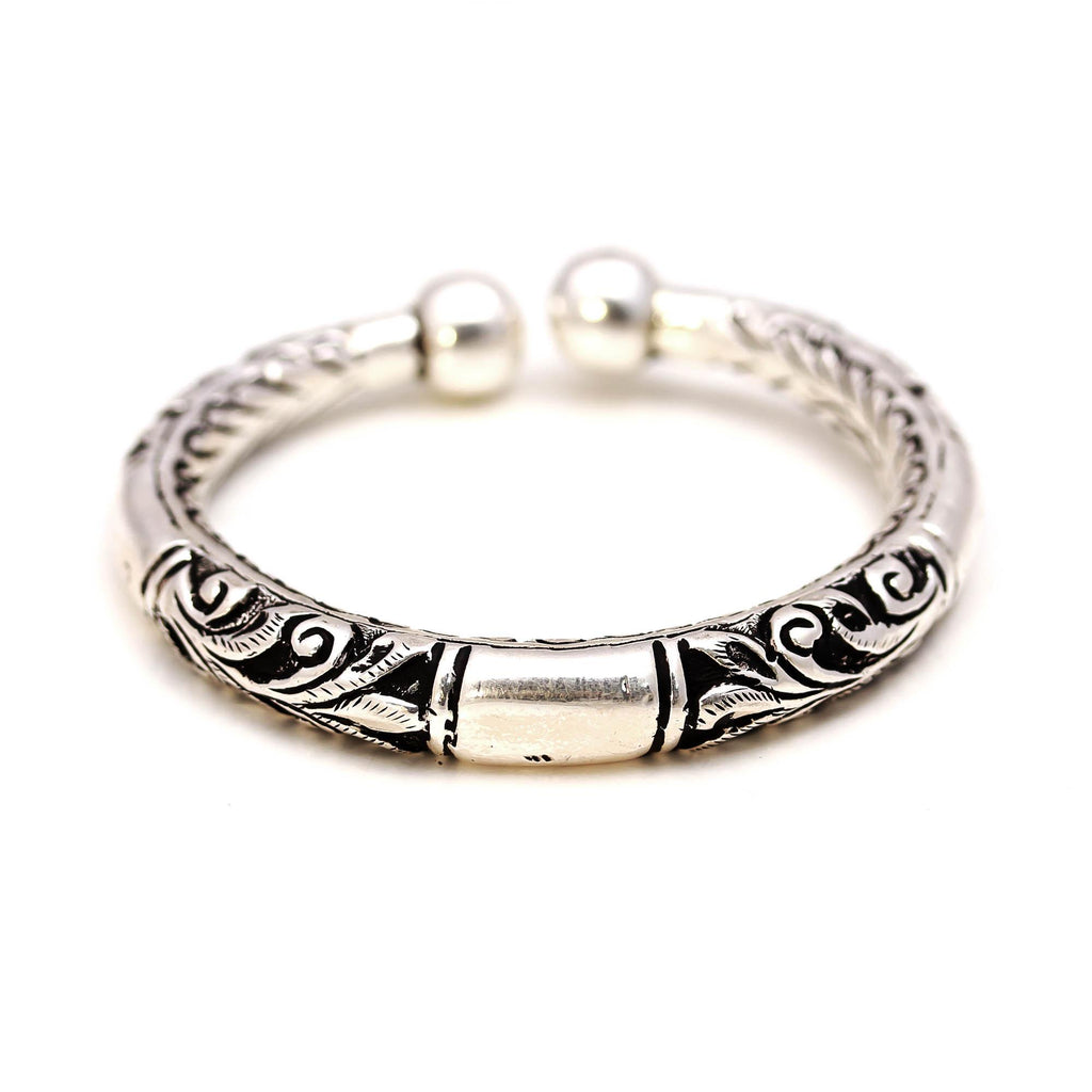Handmade Engraved Sterling Silver Bangle Indian Tribal Jewelry Men Bangle
