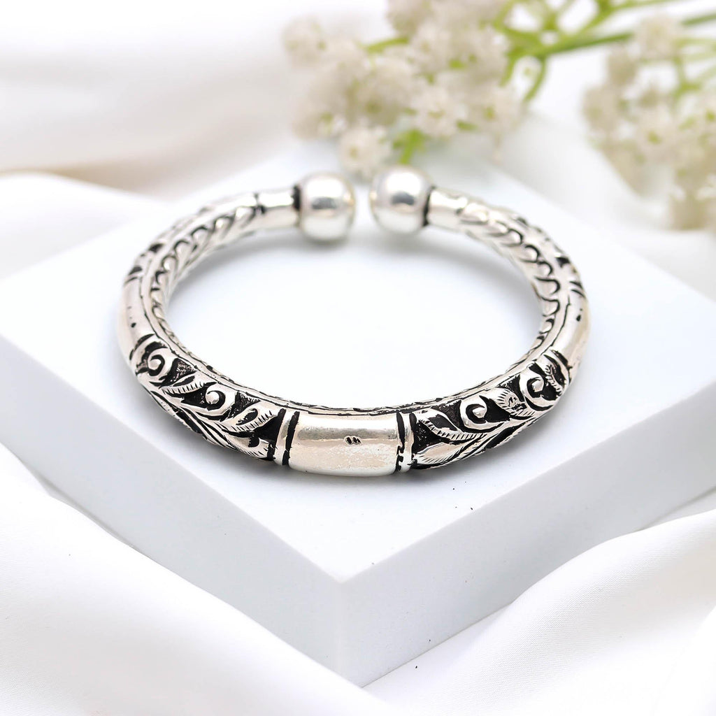 Handmade Engraved Sterling Silver Bangle Indian Tribal Jewelry Men Bangle