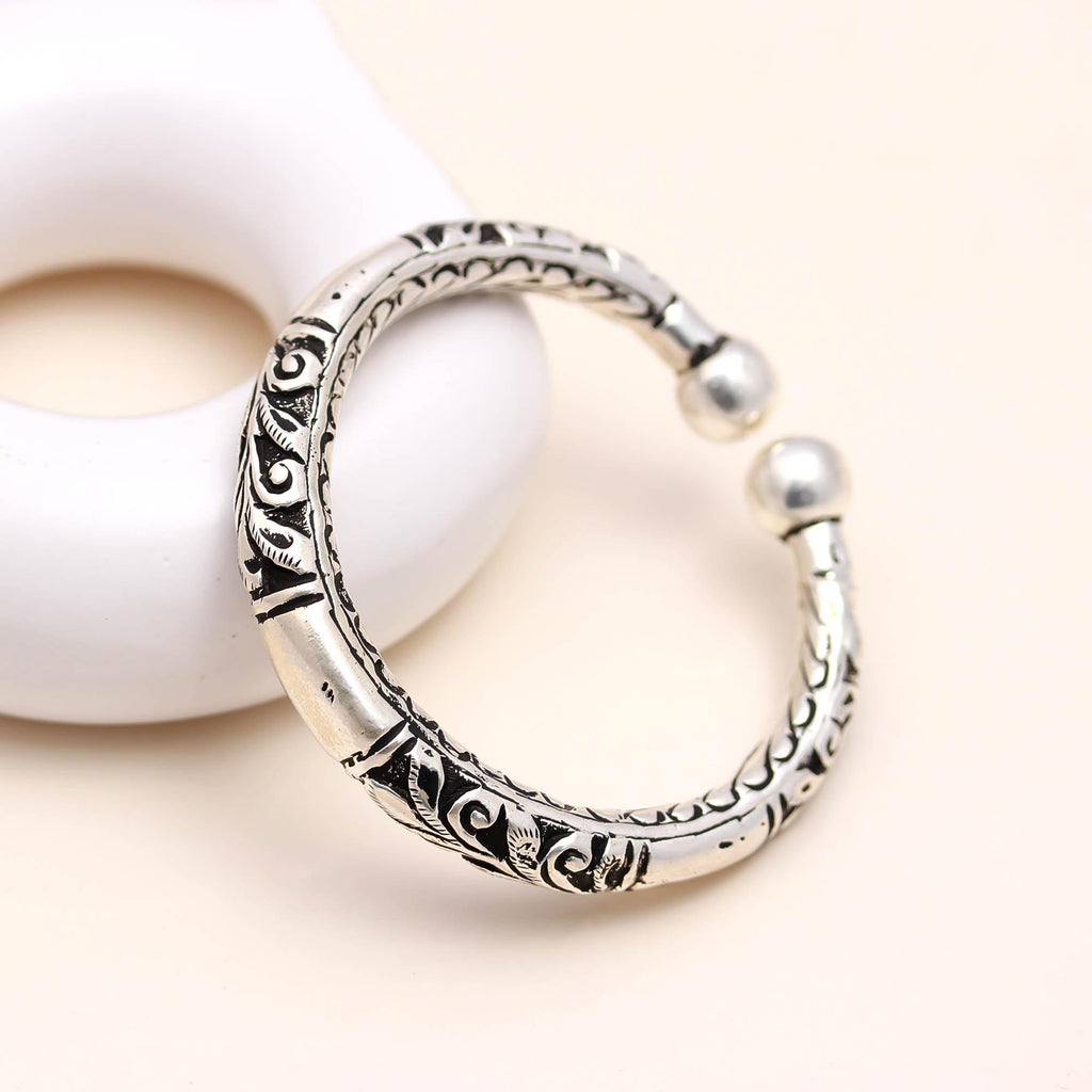 Handmade Engraved Sterling Silver Bangle Indian Tribal Jewelry Men Bangle