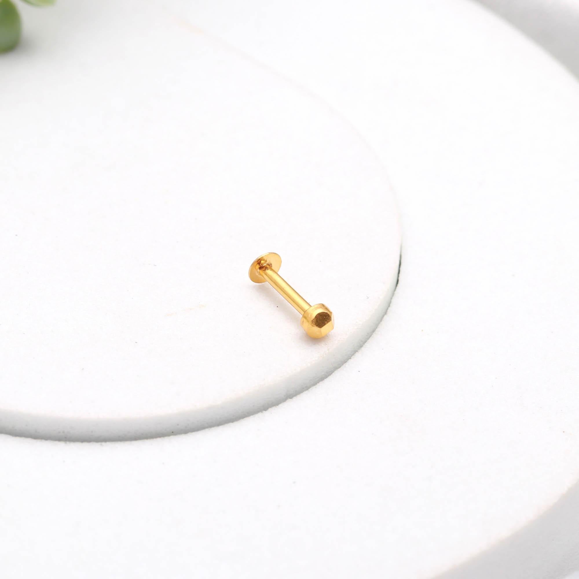 18KT Gold Nose Ring, Minimal Plain Nose Pin