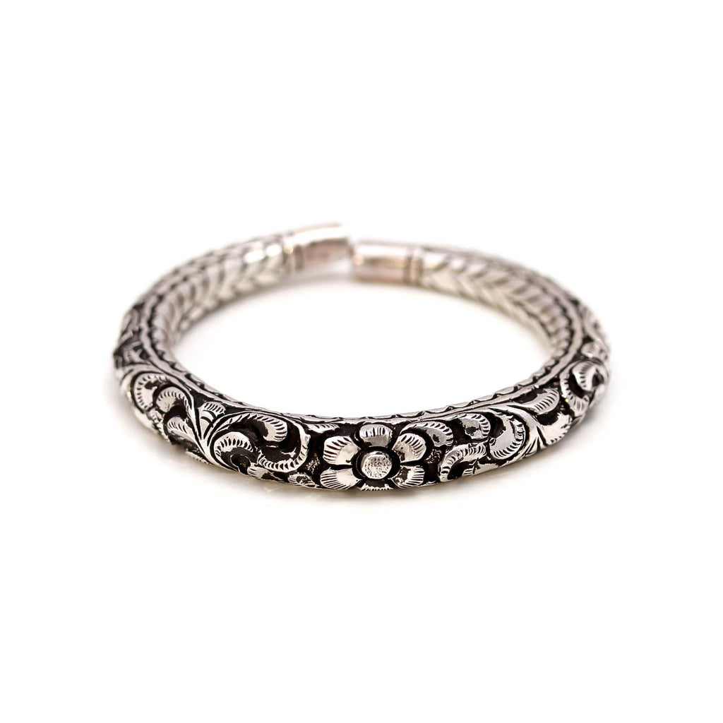 Solid Fine Silver Cuff Bracelet Handmade Boho Vintage Bangle