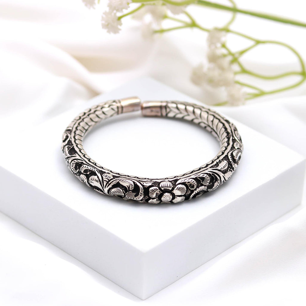 Solid Fine Silver Cuff Bracelet Handmade Boho Vintage Bangle