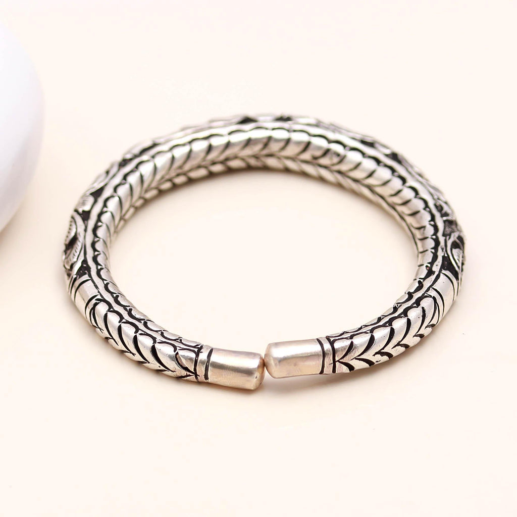 Solid Fine Silver Cuff Bracelet Handmade Boho Vintage Bangle