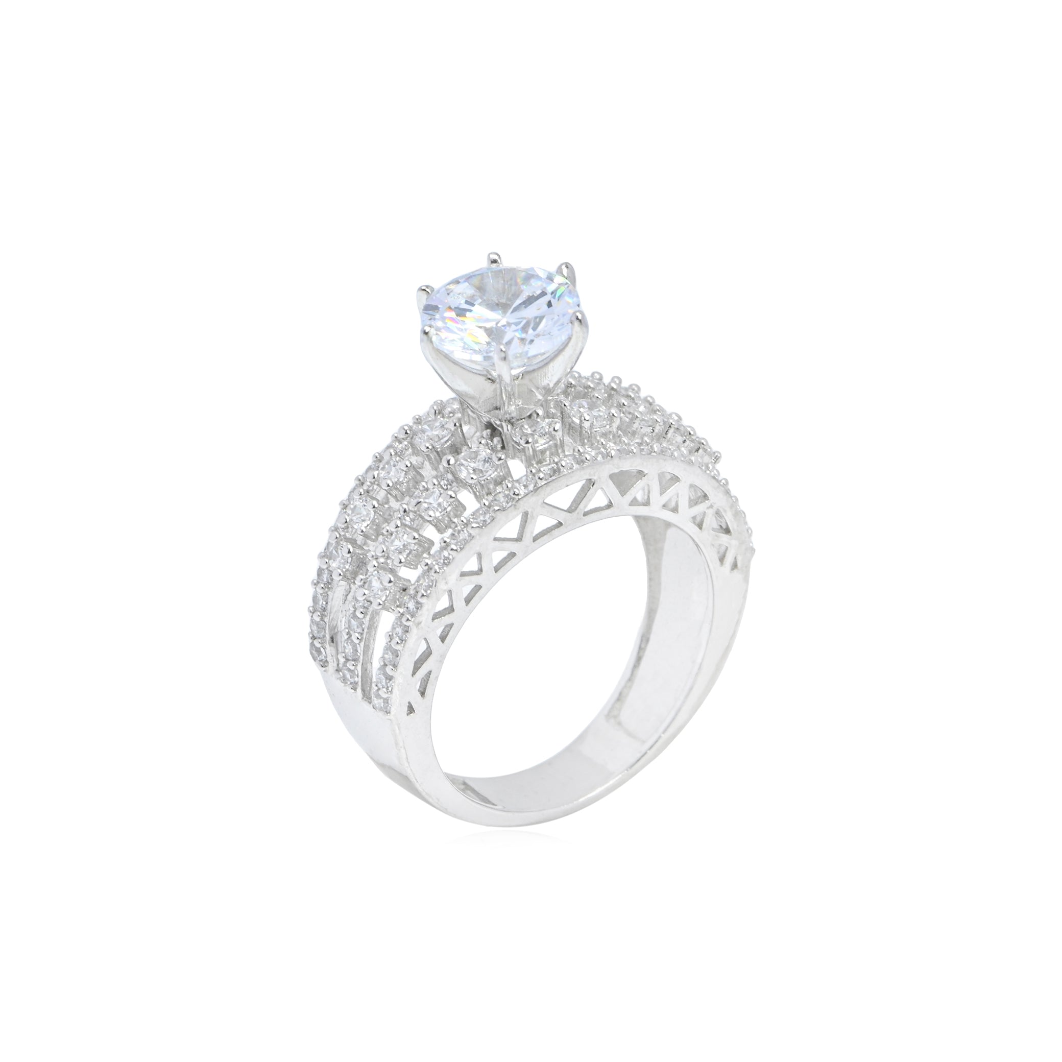 925 Sterling Silver Princess-Cut Cubic Zirconia Statement Ring for Her, Elegant CZ Jewelry, Perfect for Engagement, Promise, Birthday, Anniversary Gift