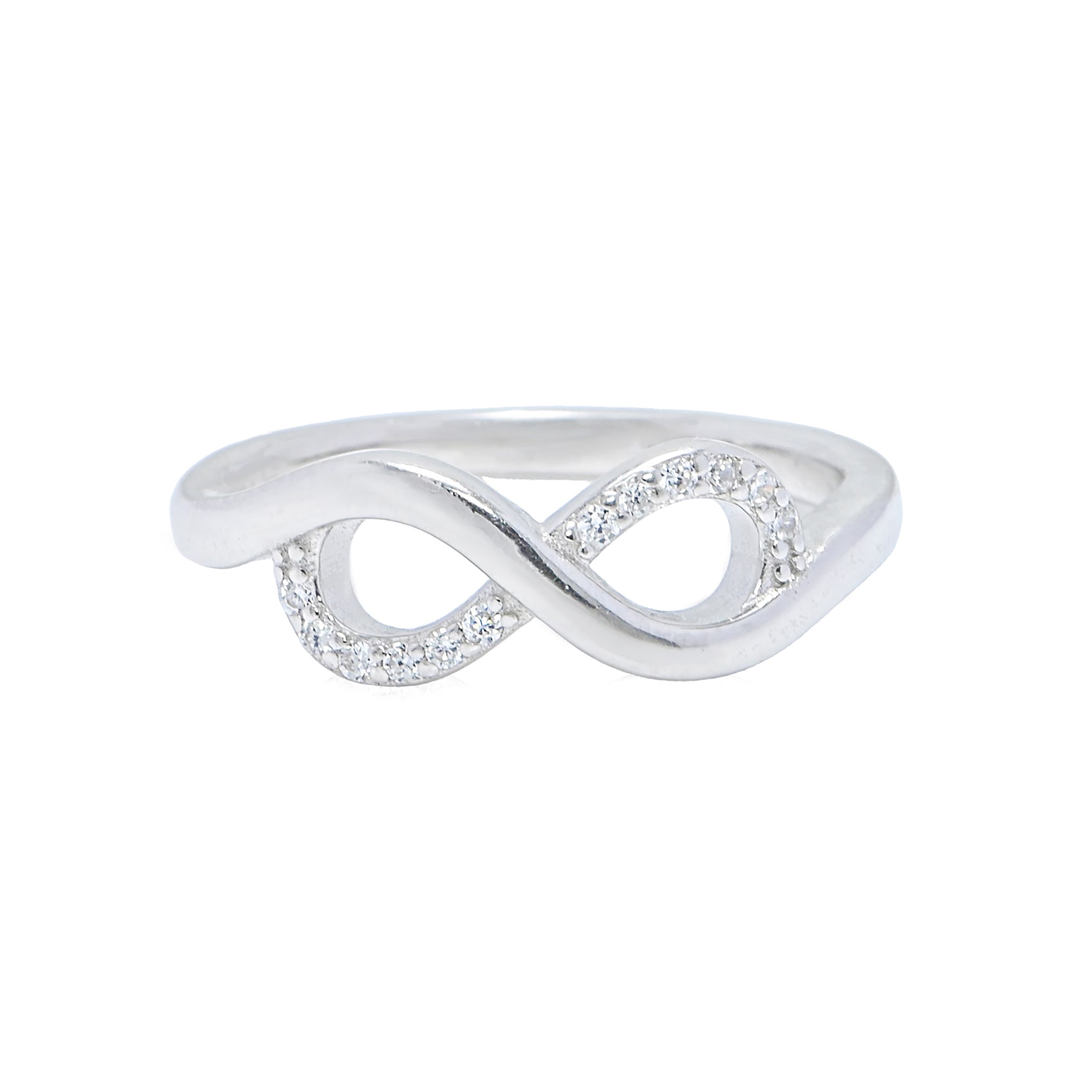 925 Sterling Silver Infinity Design Cubic Zirconia Ring for Women, Symbolic CZ Promise Ring, Everyday Wear Valentine’s Day Gift