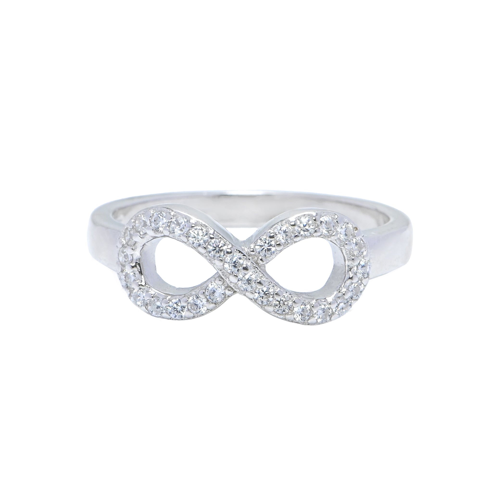 925 Sterling Silver Infinity Cubic Zirconia Ring for Women, Symbolic CZ Promise Ring, Everyday Wear Valentine’s Day Gift