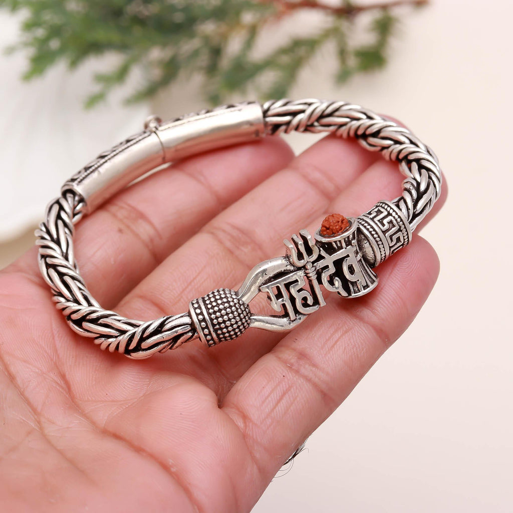 Mahadev Bracelet Oxidised 925 Sterling Silver Bracelet Gift for Him