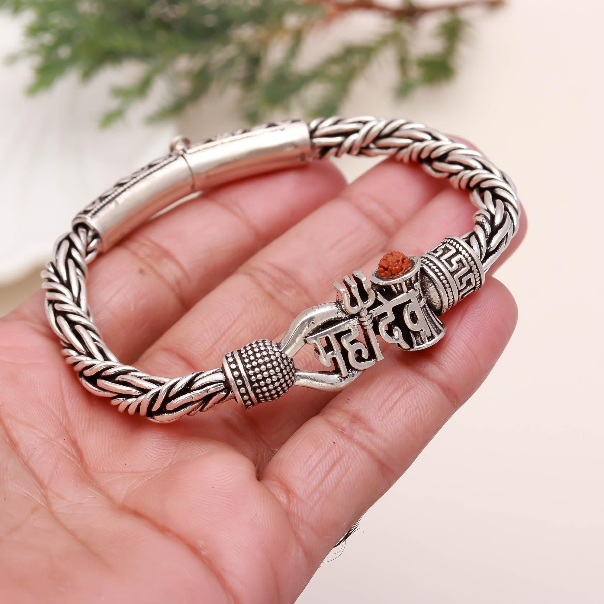 Mahadev Bracelet Oxidised 925 Sterling Silver Bracelet Gift for Him