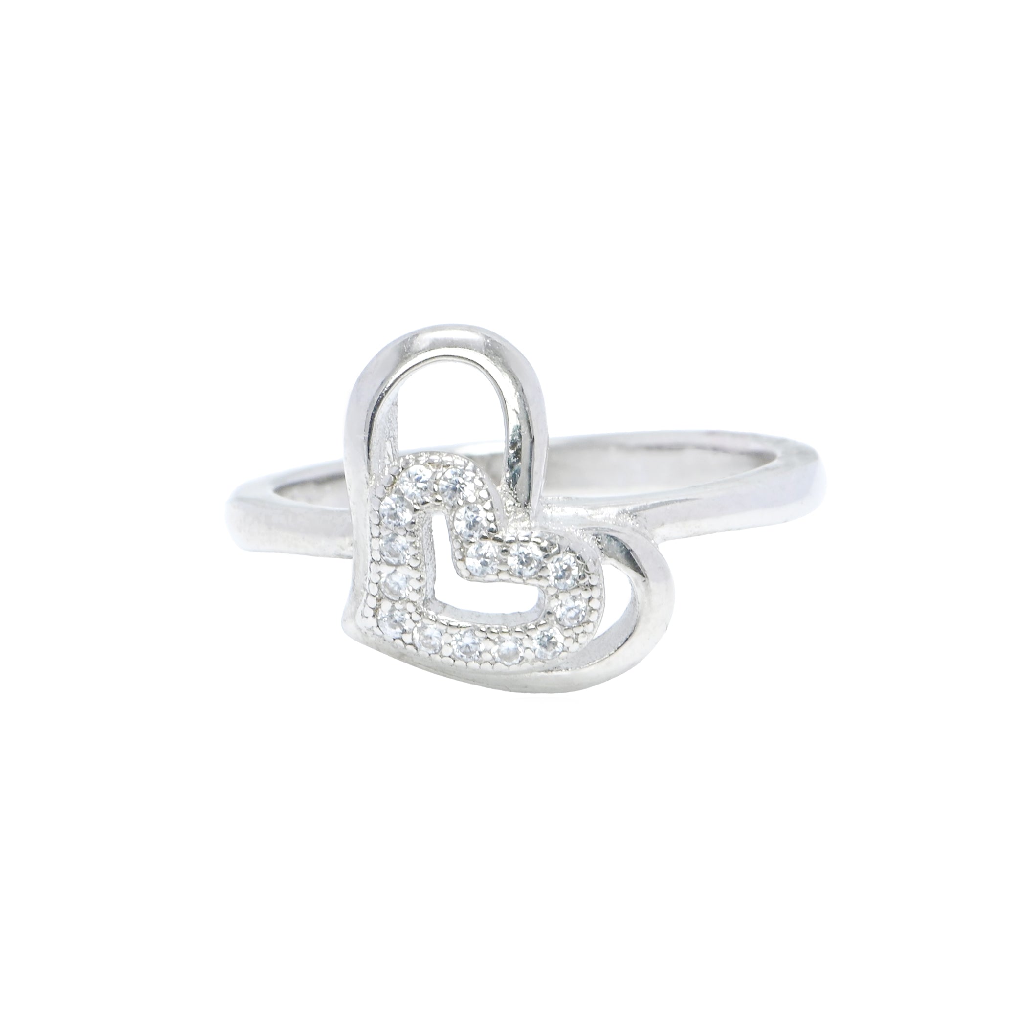 925 Sterling Silver Heart Shape Artisan Cubic Zirconia Ring, Handmade CZ Jewelry Statement Ring ,Gift for Her