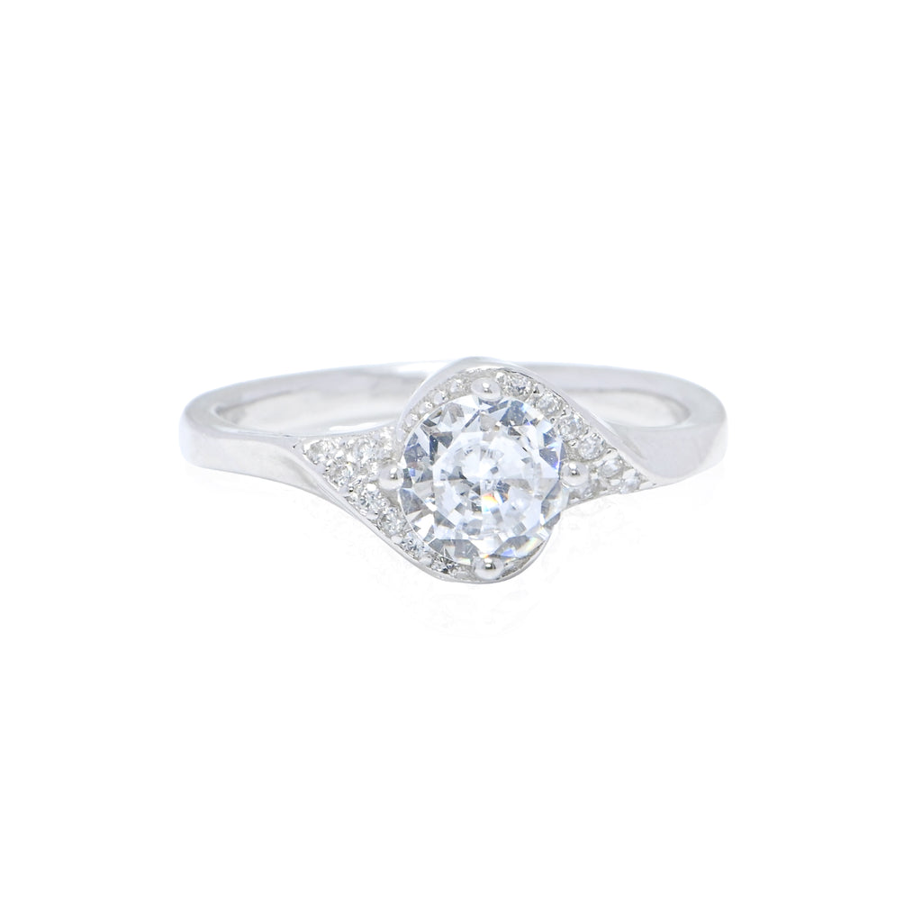 Minimalist Sterling Silver Cubic Zirconia Ring Round Shape Perfect Gift for Women