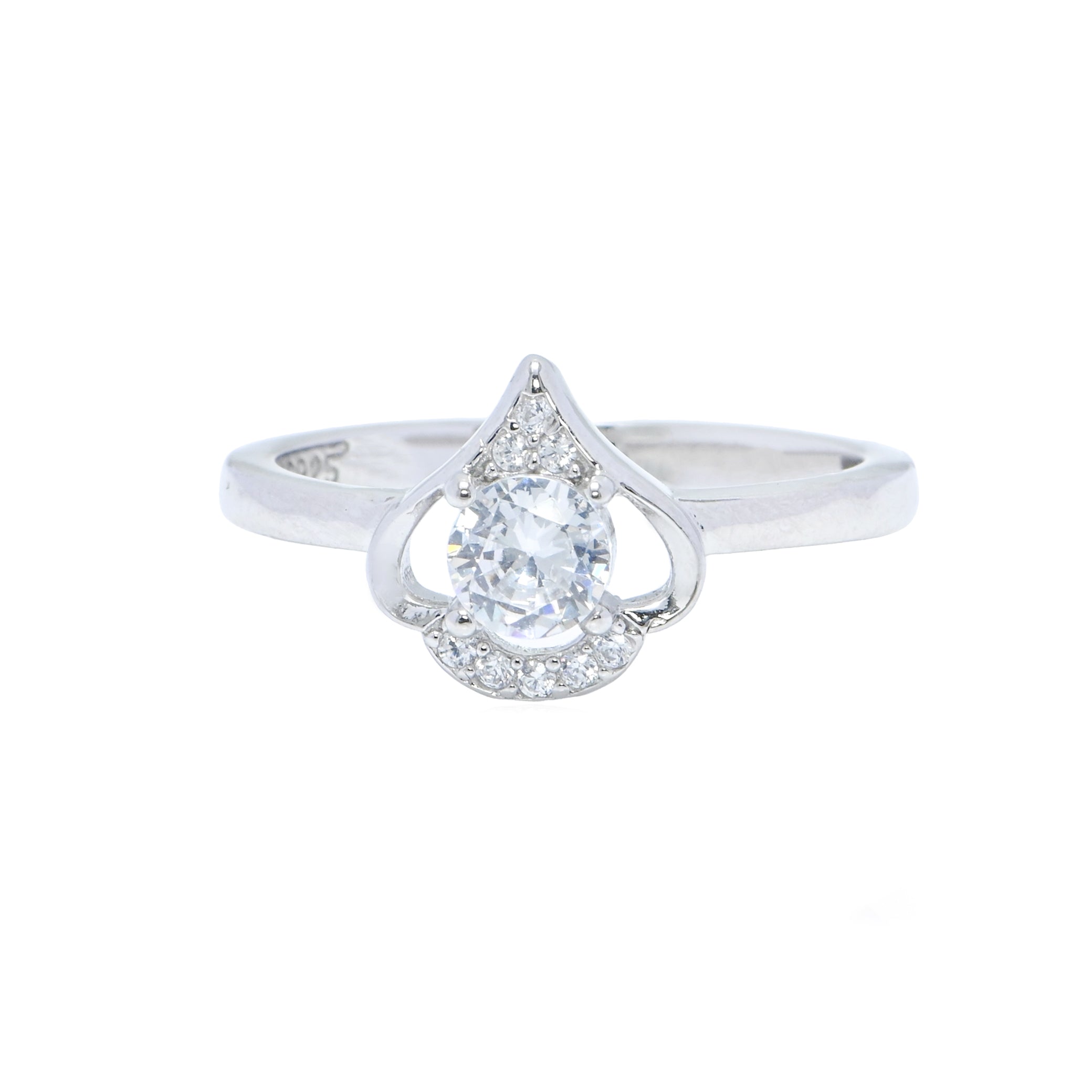 Dainty Sterling Silver Brilliant Cut Cubic Zirconia Ring Sparkling Ring for Bridal