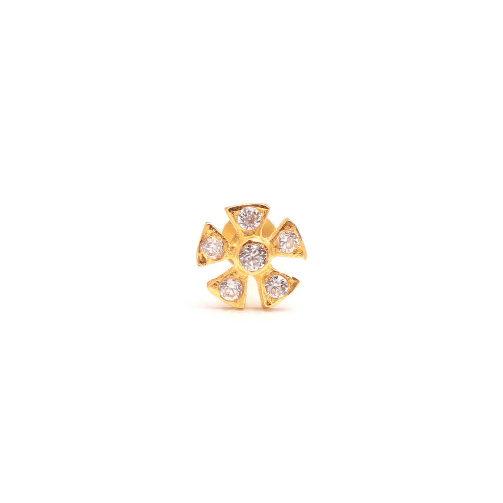 18KT Gold Nose Ring with Round Brilliant CZ Elegant Minimal Design