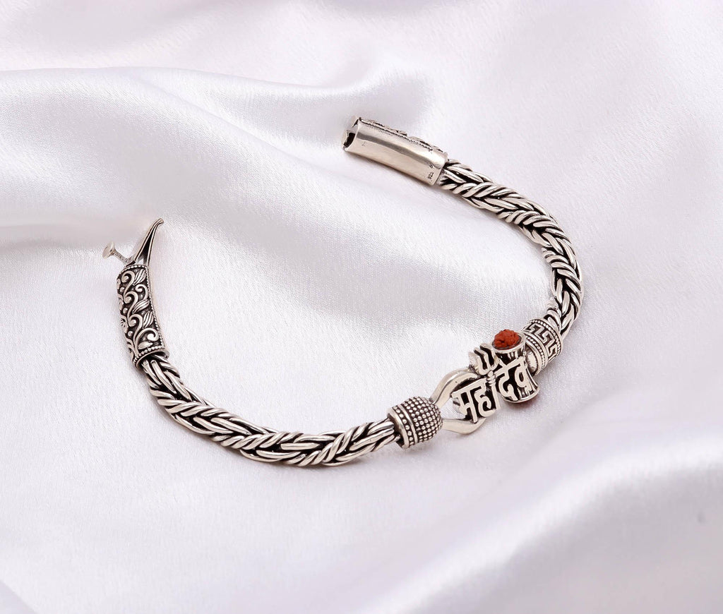 Mahadev Bracelet Oxidised 925 Sterling Silver Bracelet Gift for Him