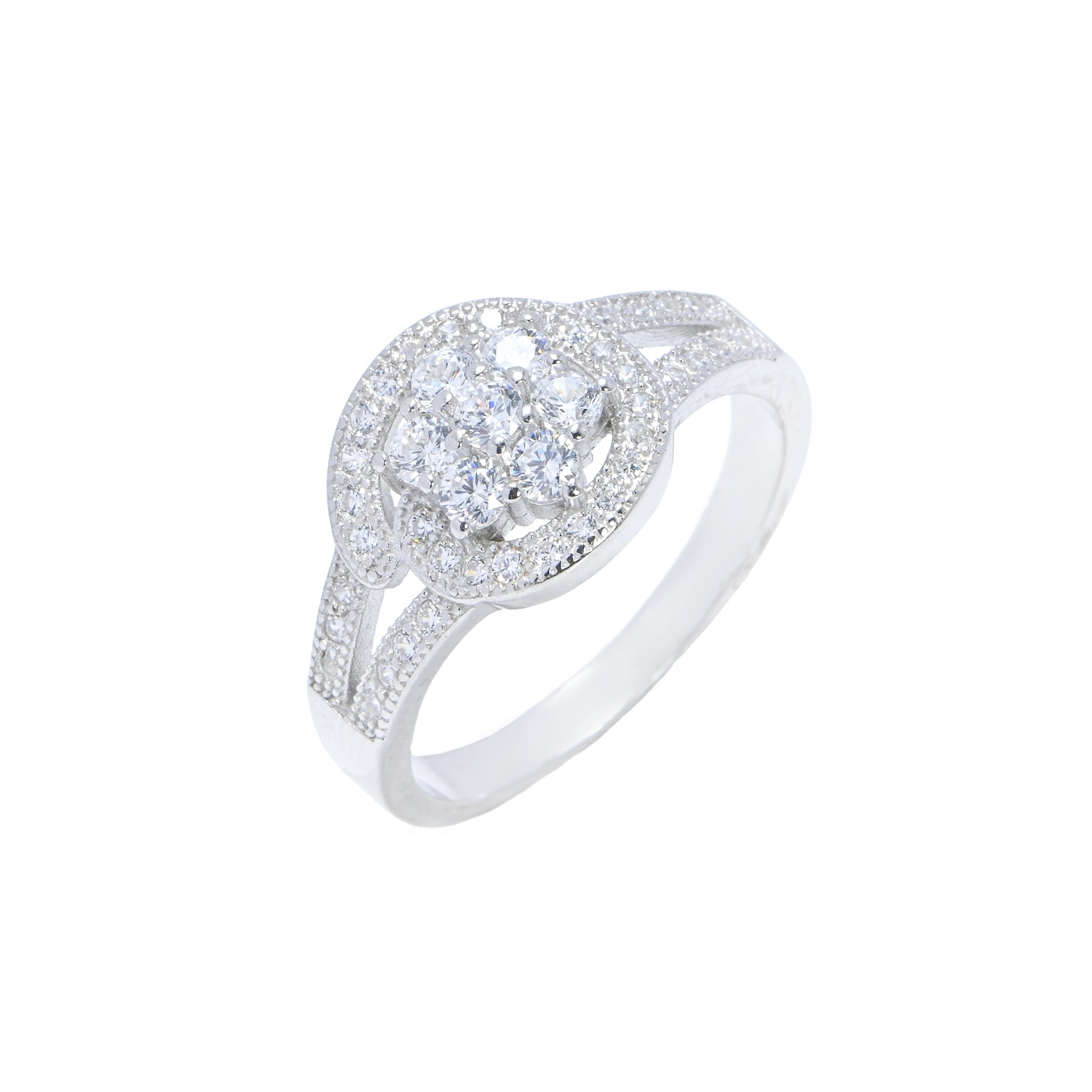 925 Sterling Silver CZ Statement Ring Sparkling Brilliant Cut Cubic Zirconia Jewelry for Women and Bridesmaids