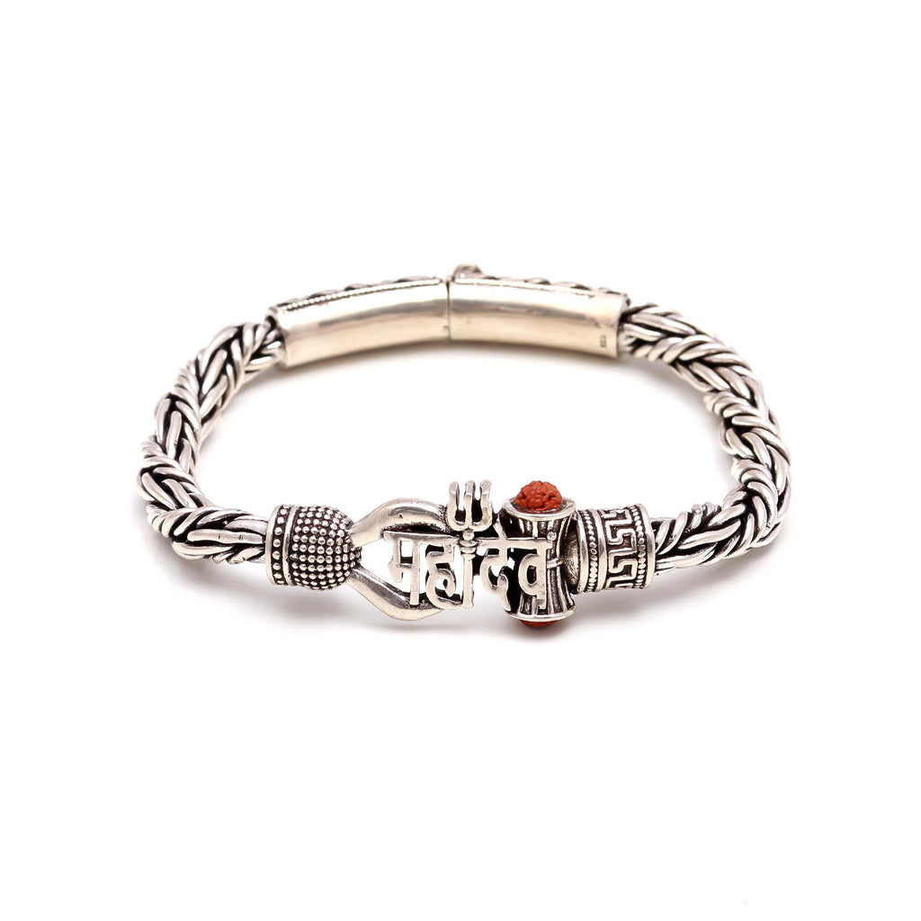 Mahadev Bracelet Oxidised 925 Sterling Silver Bracelet Gift for Him