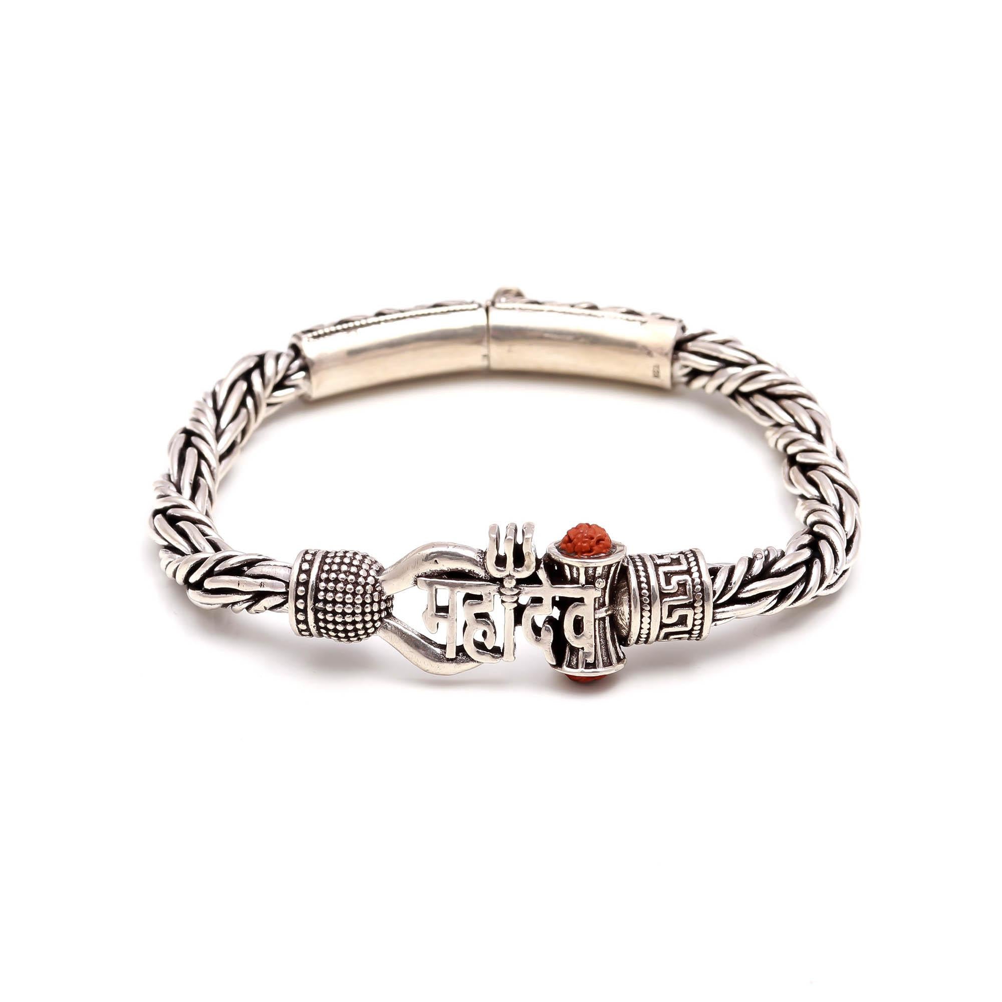 Mahadev Bracelet Oxidised 925 Sterling Silver Bracelet Gift for Him