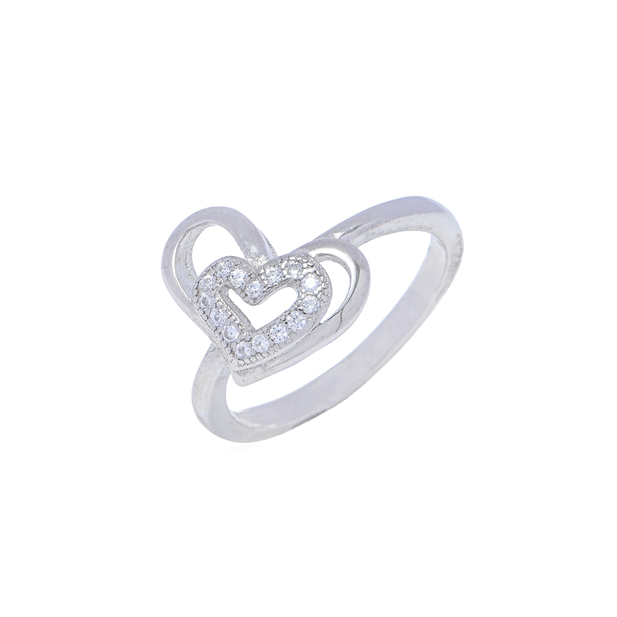 925 Sterling Silver Heart Shape Artisan Cubic Zirconia Ring, Handmade CZ Jewelry Statement Ring ,Gift for Her