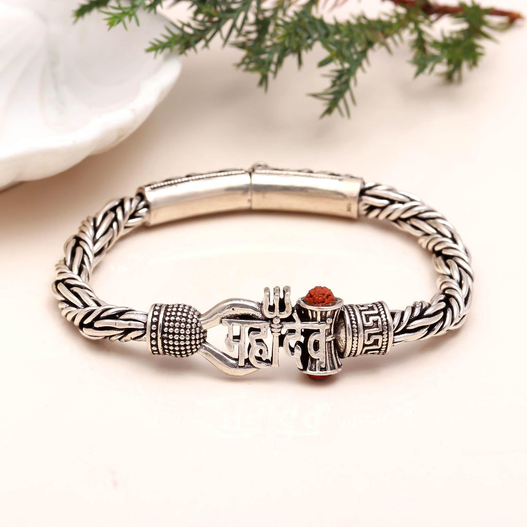 Mahadev Bracelet Oxidised 925 Sterling Silver Bracelet Gift for Him