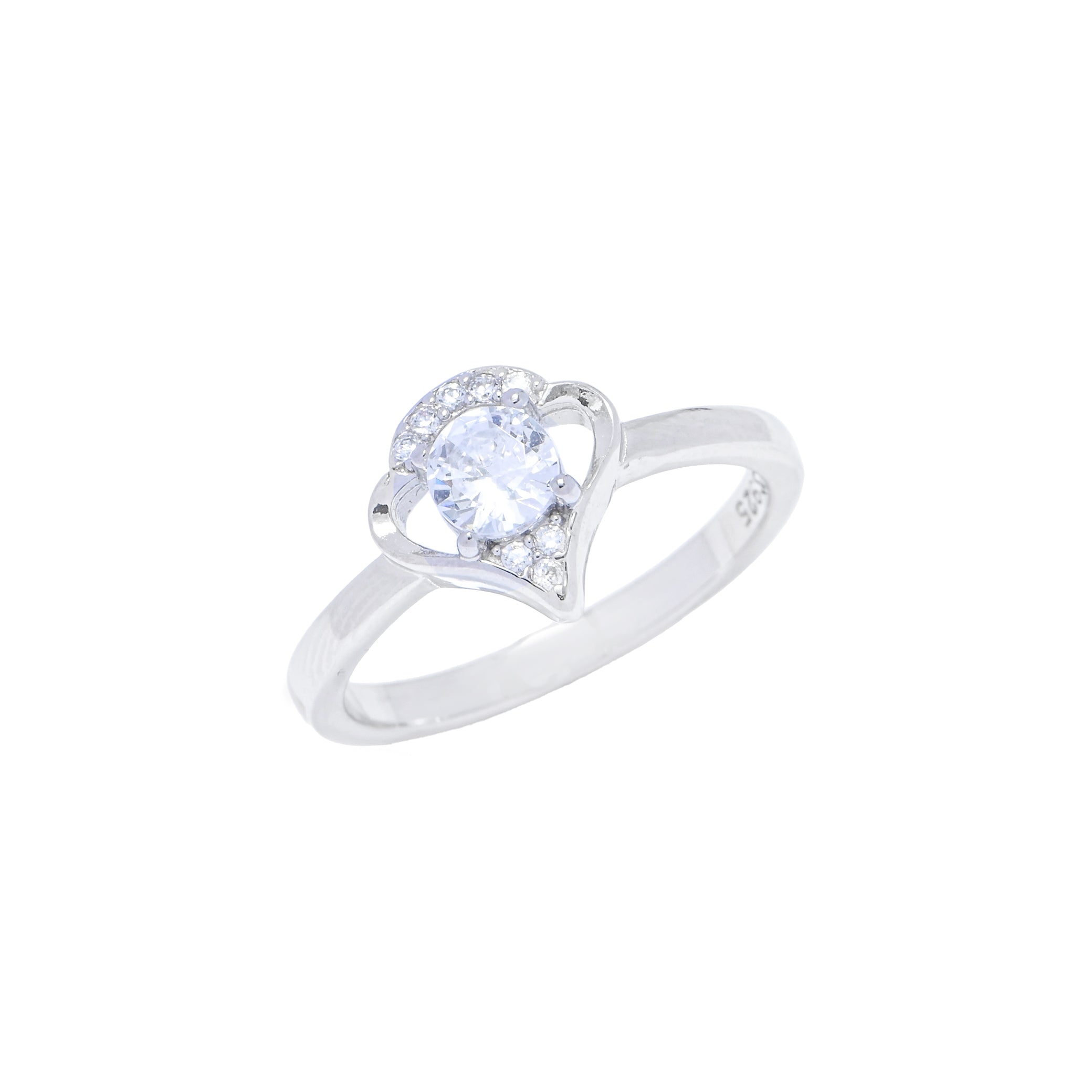 Dainty Sterling Silver Brilliant Cut Cubic Zirconia Ring Sparkling Ring for Bridal