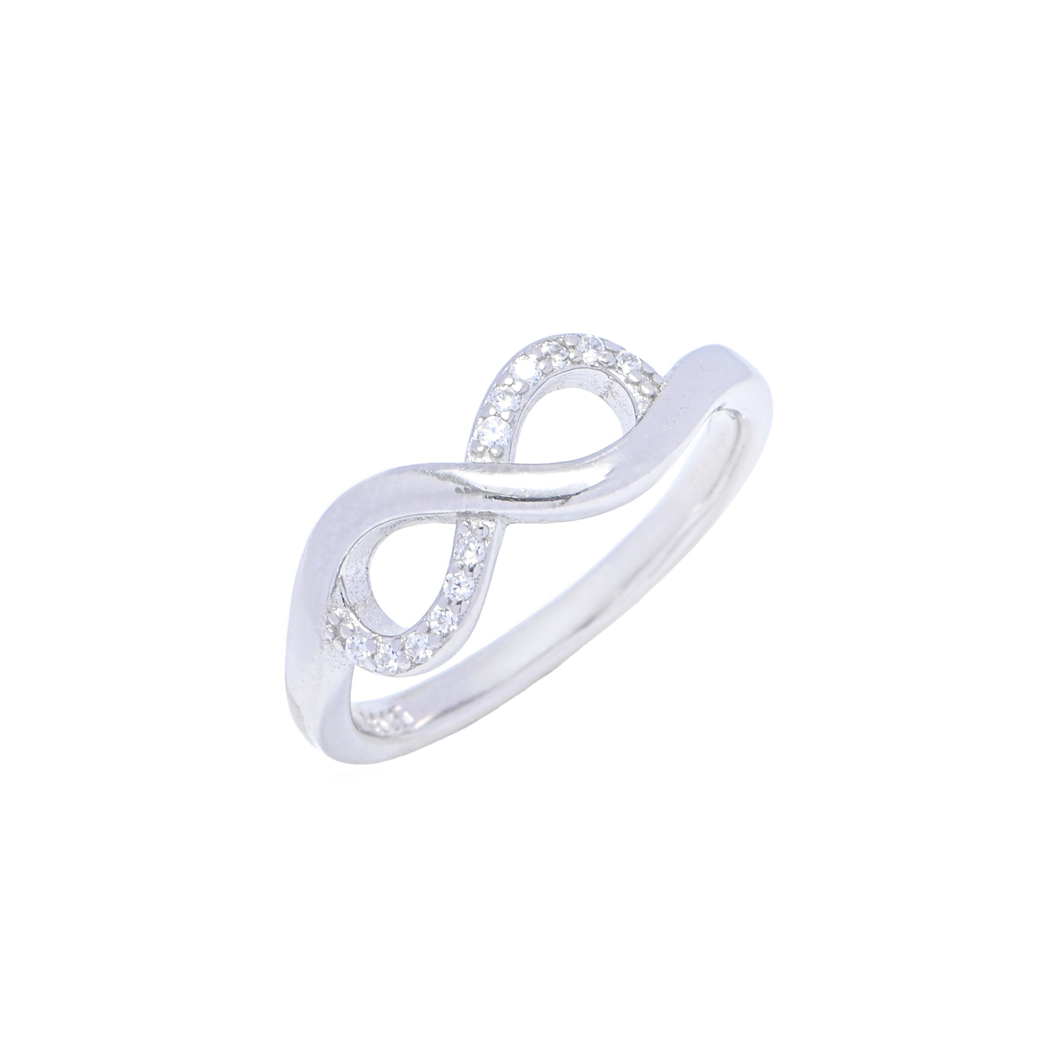 925 Sterling Silver Infinity Design Cubic Zirconia Ring for Women, Symbolic CZ Promise Ring, Everyday Wear Valentine’s Day Gift
