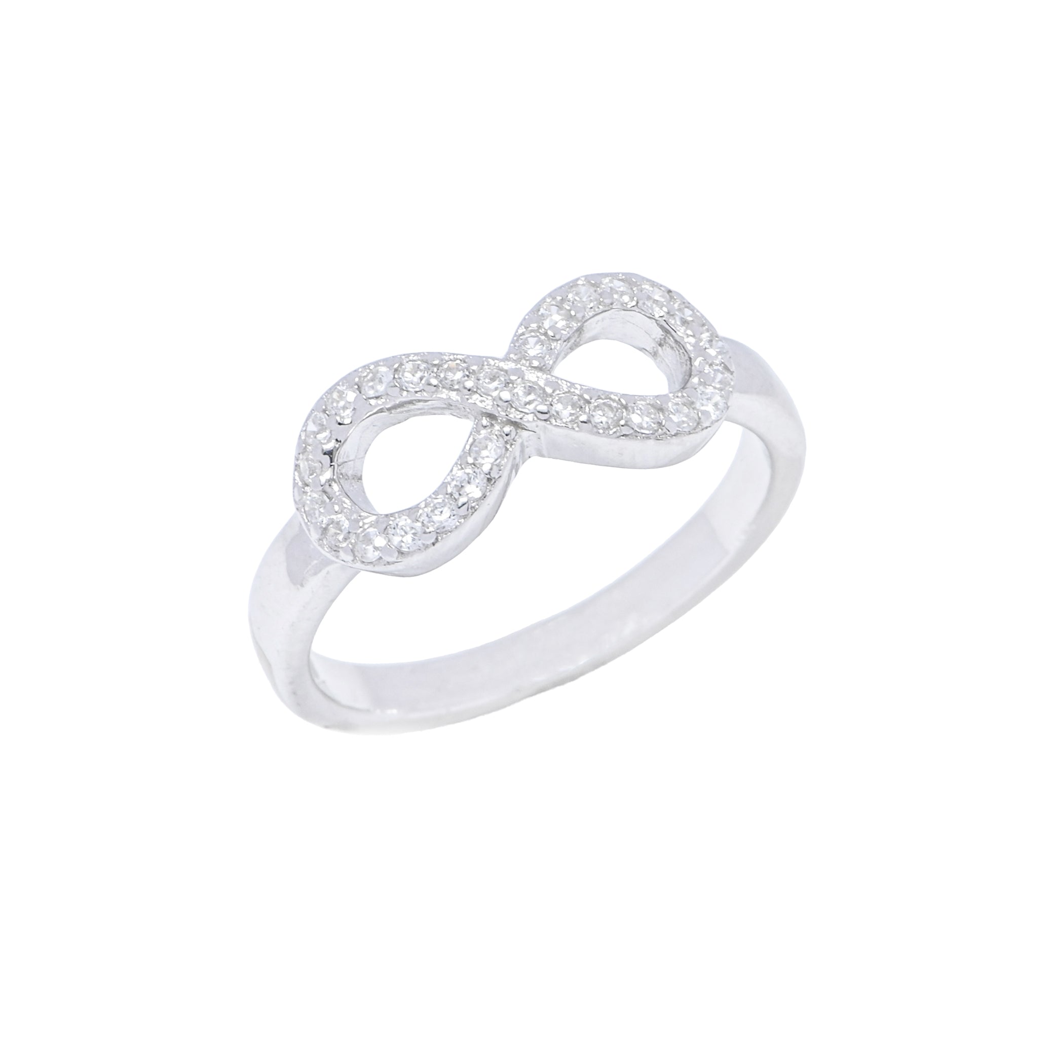 925 Sterling Silver Infinity Cubic Zirconia Ring for Women, Symbolic CZ Promise Ring, Everyday Wear Valentine’s Day Gift