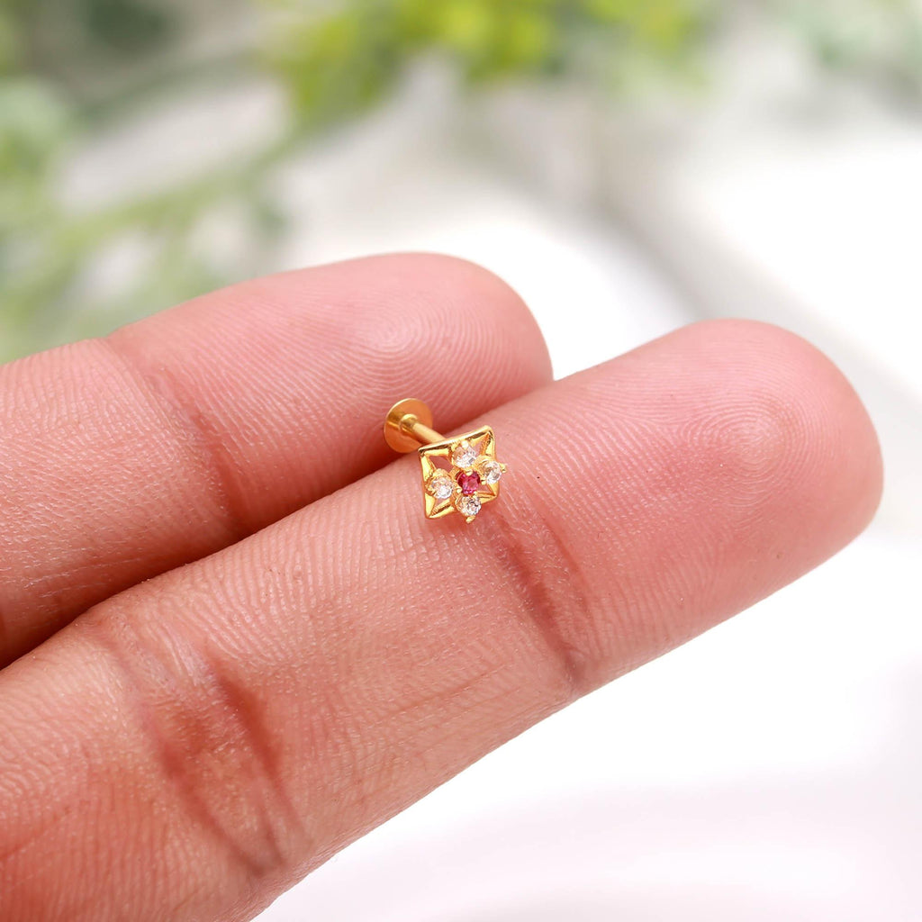 Round CZ Nose Pin in 18KT Hallmarked Gold – Sparkling Nose Jewelry