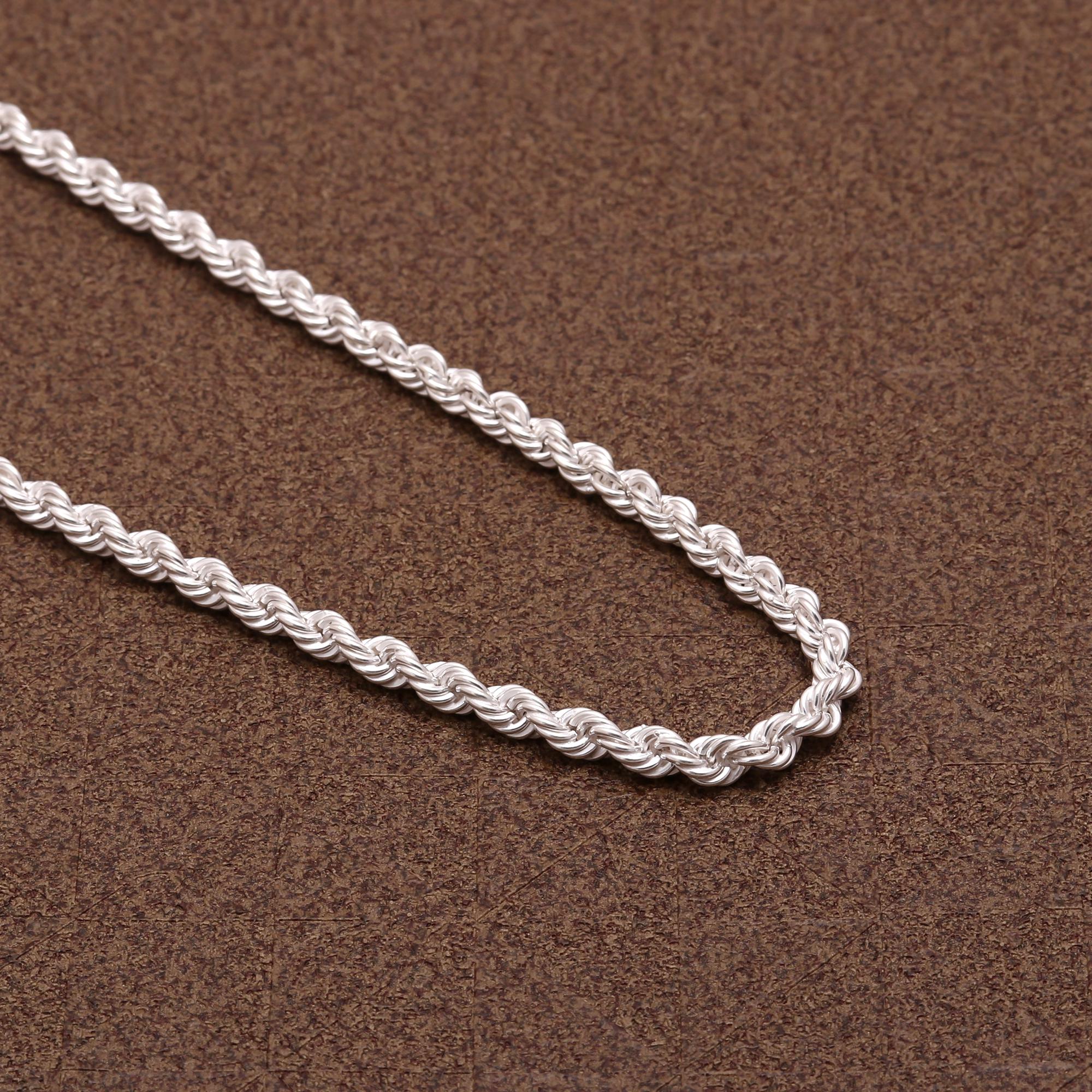 Real 925 Sterling Silver Chain Necklace for Men