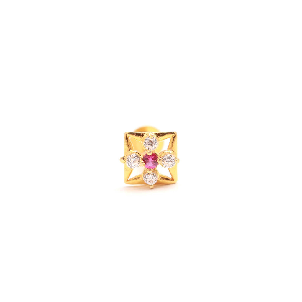 Round CZ Nose Pin in 18KT Hallmarked Gold – Sparkling Nose Jewelry