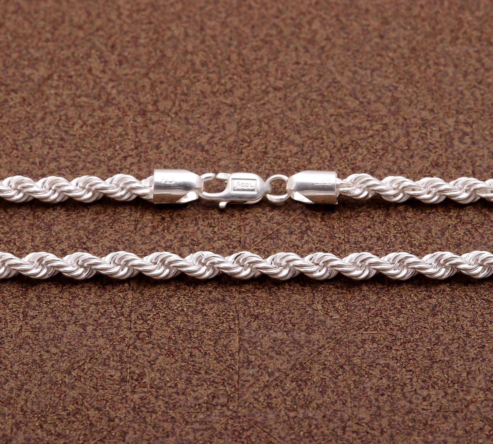 Real 925 Sterling Silver Chain Necklace for Men