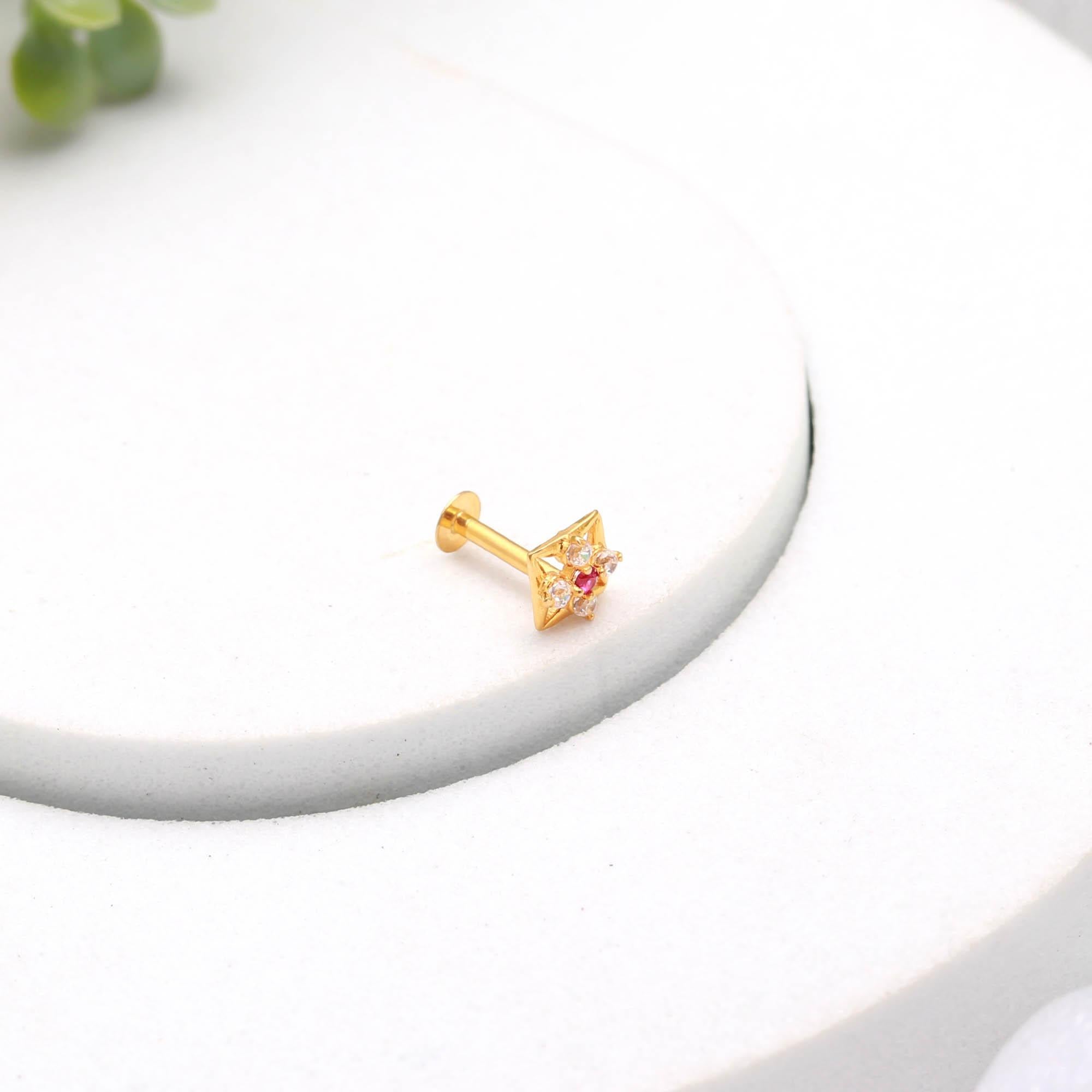 Round CZ Nose Pin in 18KT Hallmarked Gold – Sparkling Nose Jewelry